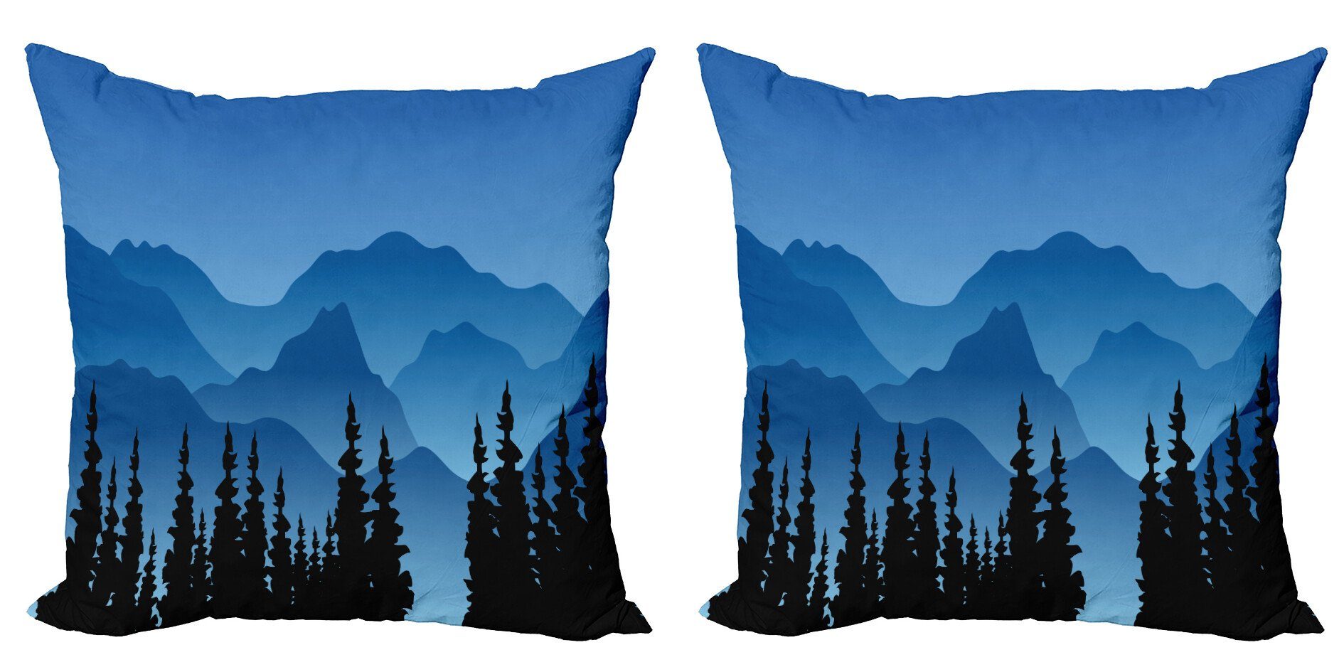 Kissenbezüge Modern Accent Doppelseitiger Digitaldruck, Abakuhaus (2 Stück), Landschaft Baum und Hill Silhouetten