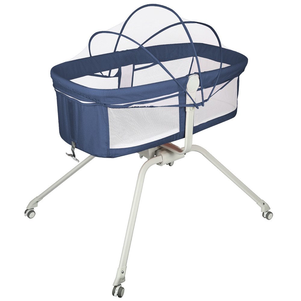 JEOBEST Beistellbett Babywiege, Beistellbett Baby, Baby Bett mit Rollen, Einfach Transport, mit Moskitonetz, Atmungsaktives Maschen-Design