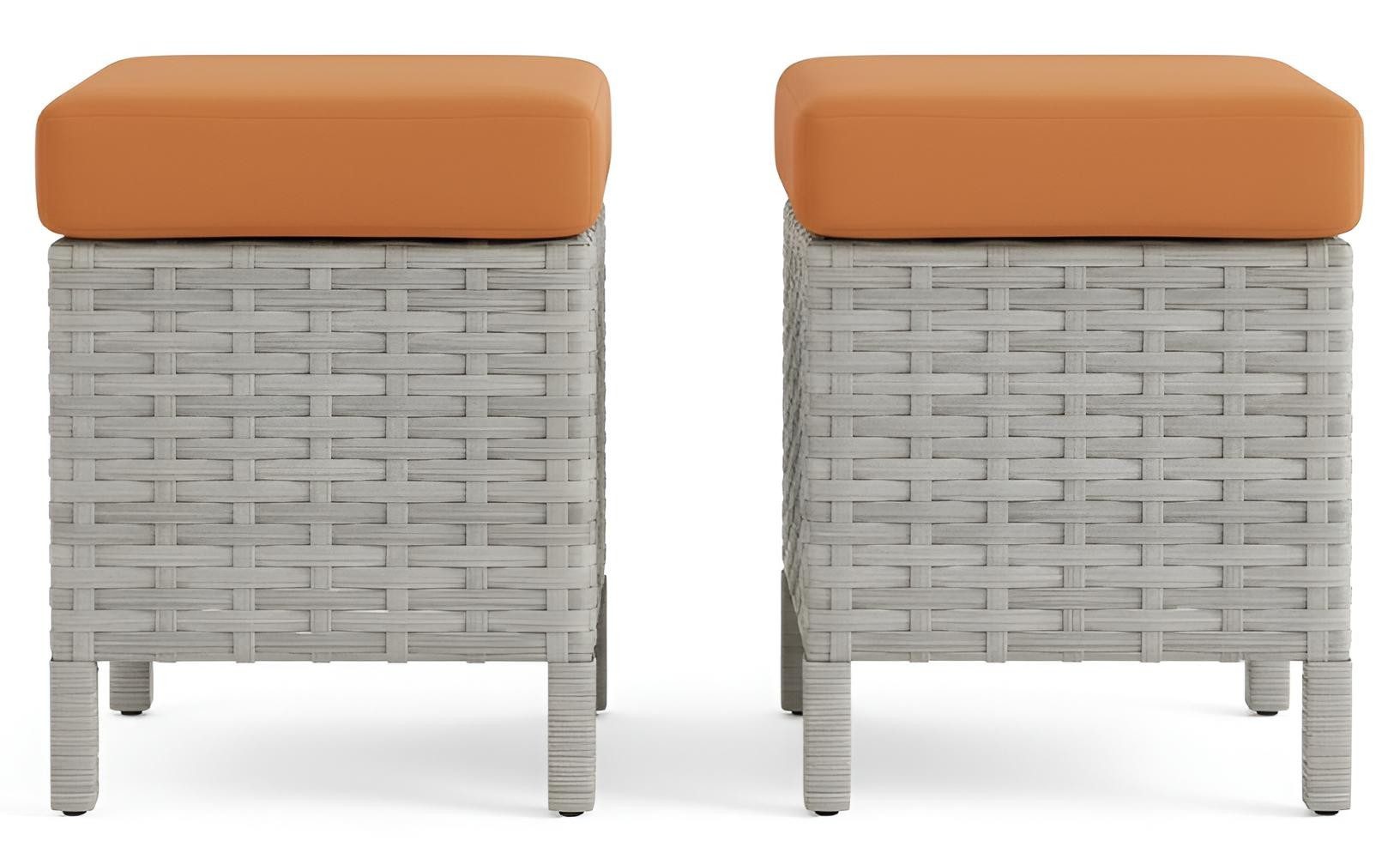 Xlmoebel Hocker Moderner Sitzhocker aus Poly Rattan mit Kissen für den Garten (2 St), Made in Europa