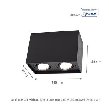 SpectrumLED Aufbauleuchte LED Aufbauleuchte GU10 schwenkbar schwarz Deckenleuchte max.35W eckig, ohne Leuchtmittel, Schwenkbar