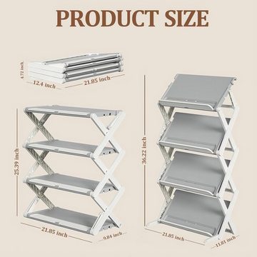 Welikera Schuhschrank 4-lagiges Schuhregal,Faltbar,Neigbar,Geringer Platzbedarf,Schuhständer (1-St)