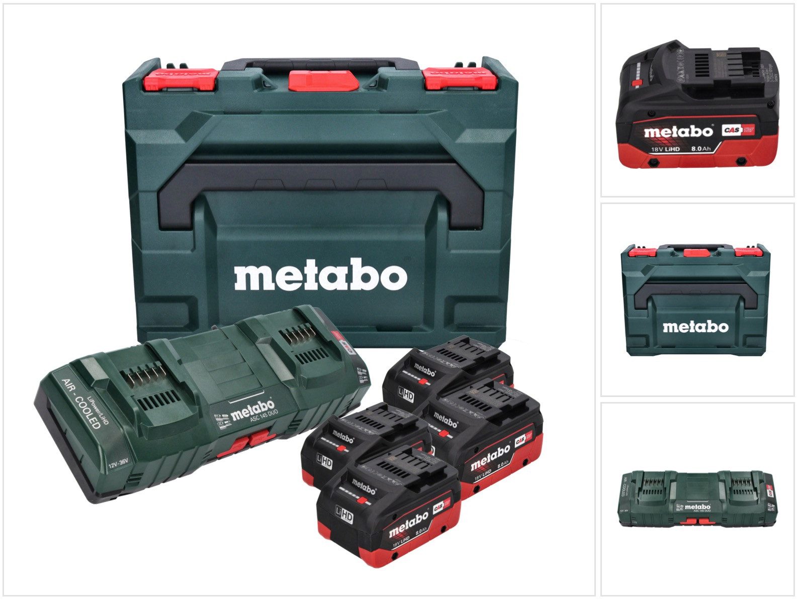 metabo Basis Set 4x Li-Power Akkupack 18 V 8,0 Ah CAS Li-Ion Akku Akkupacks