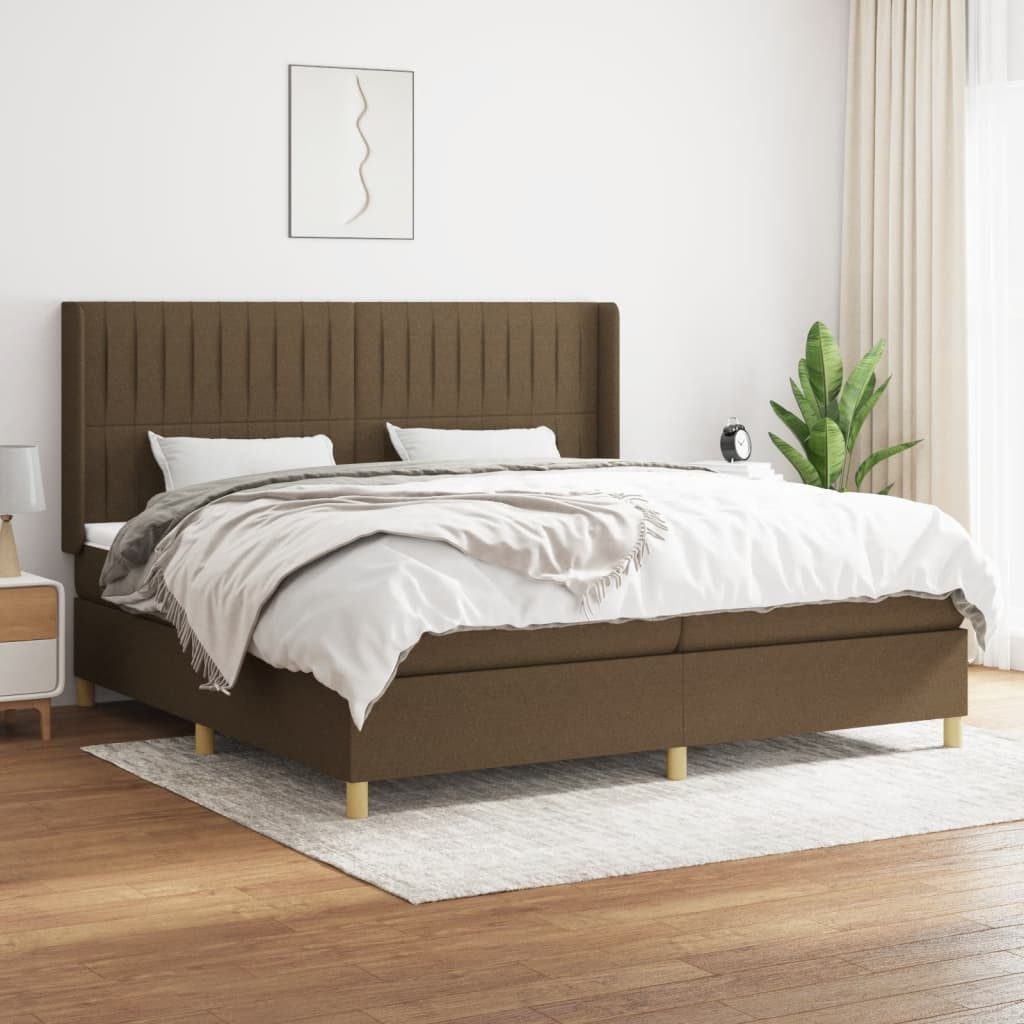 vidaXL Boxspringbett Boxspringbett mit Matratze Dunkelbraun 200x200 cm Stof günstig online kaufen