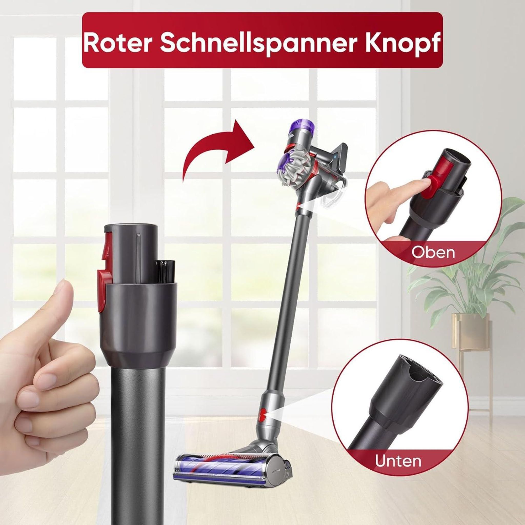 FELIXLEO Gardinenbefestigungen Ersatzteile Verlängerungsrohr für Dyson V11 V15 V10 V8 V7 Ersatzrohr Grau, (1-St) – Bild 3 von 5