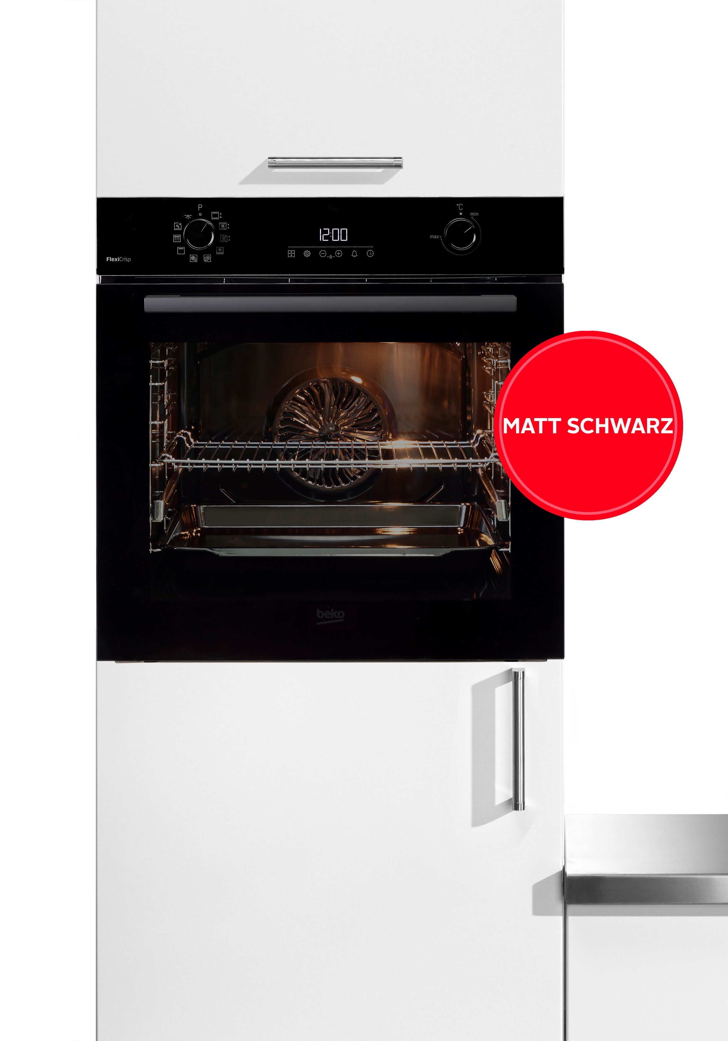 BEKO Einbaubackofen BCBIS17300BMPF, mit 1-fach-Teleskopauszug, SteamShine, Dampf für knusprige Kruste & fluffiges Inneres dank SteamAdd