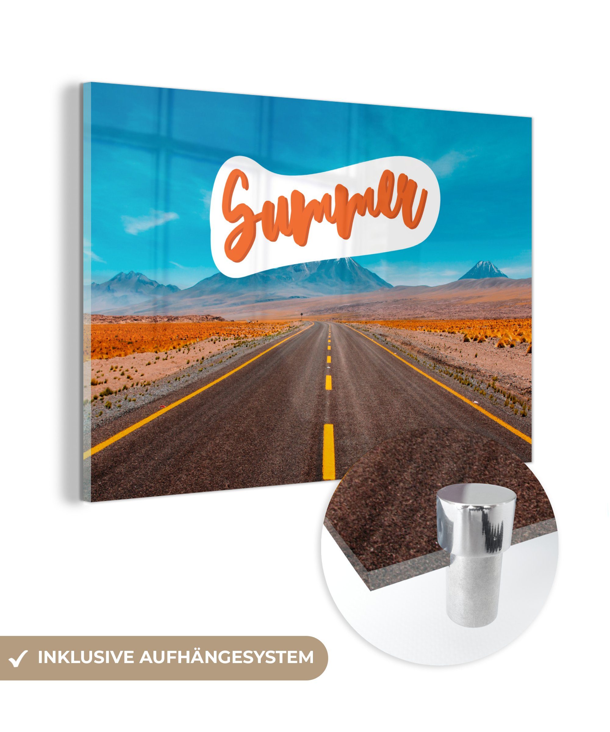 Acrylglasbilder & - Sommer, Acrylglasbild - Wohnzimmer MuchoWow St), (1 Autoreise Amerika Schlafzimmer