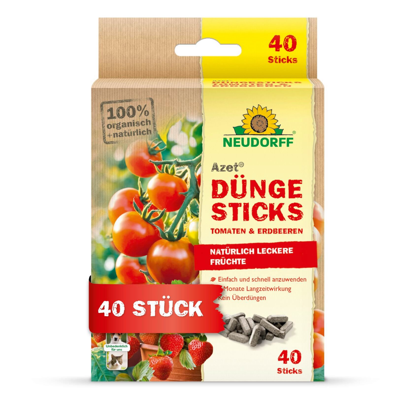 Neudorff Pflanzendünger Azet DüngeSticks für Tomaten und Erdbeeren 40 Stück