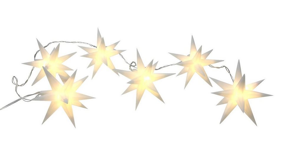 Spetebo LED-Girlande 3D Stern Lichterkette mit 6 LED - weiß (150 cm), für  den Außenbereich geeignet