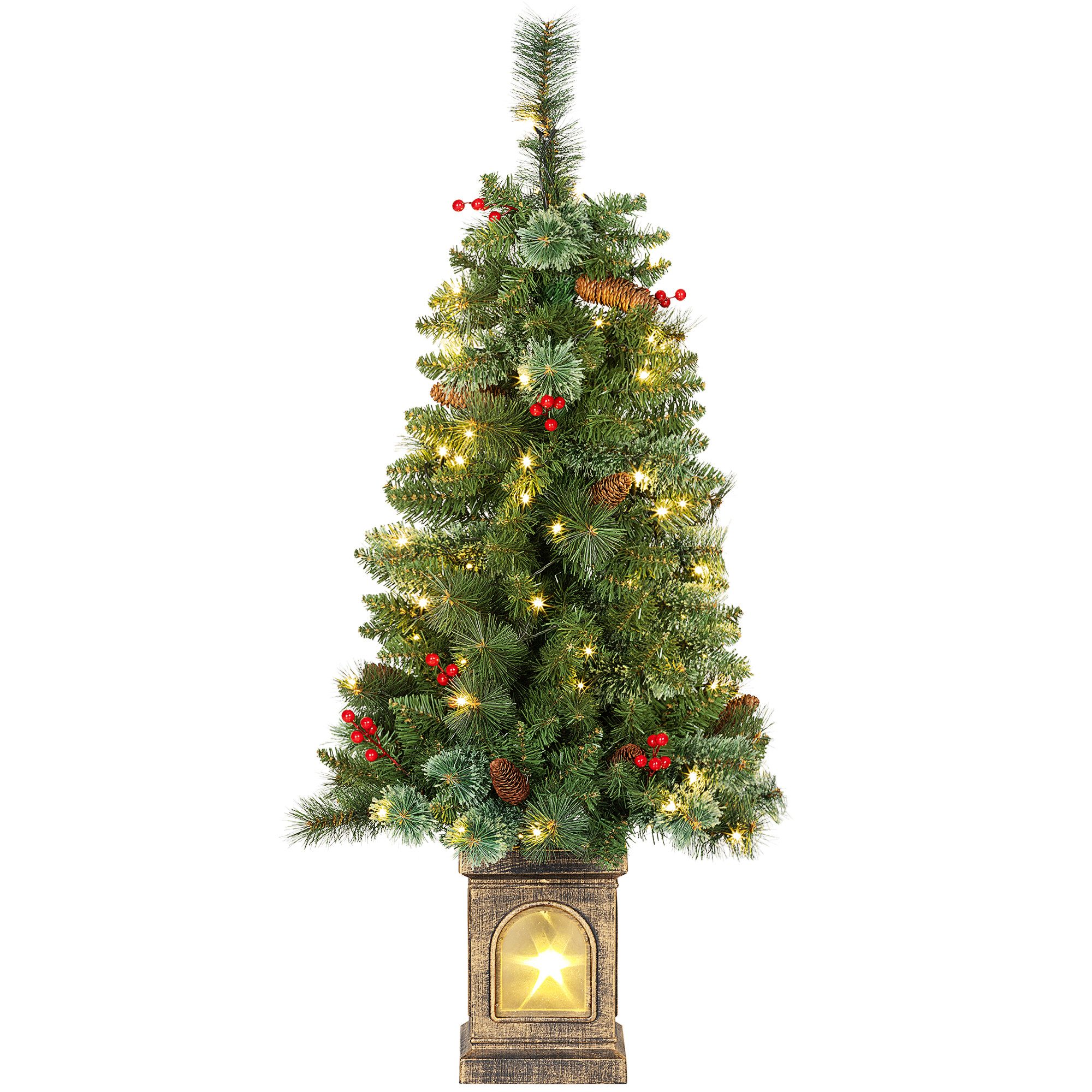 HOMCOM Künstlicher Weihnachtsbaum Flammbeständig, Tannebaum, 100 LEDs, 8 Modi, Grün