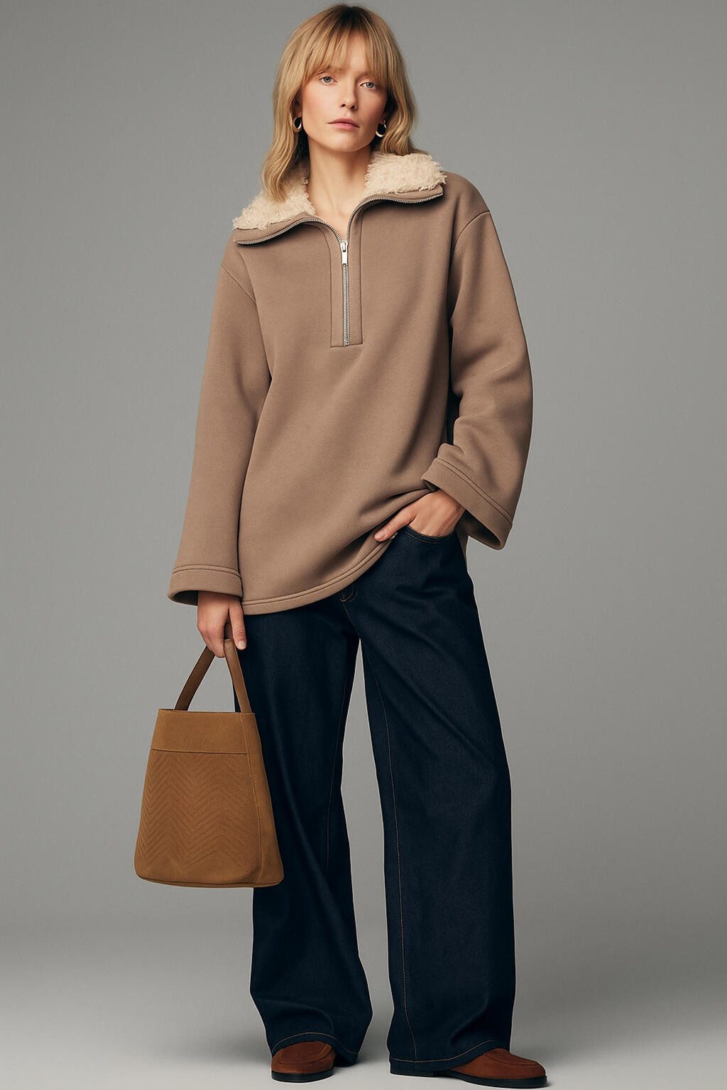 touche prive Kapuzenpullover SWEATSHIRT MIT KUNSTPELZKRAGEN