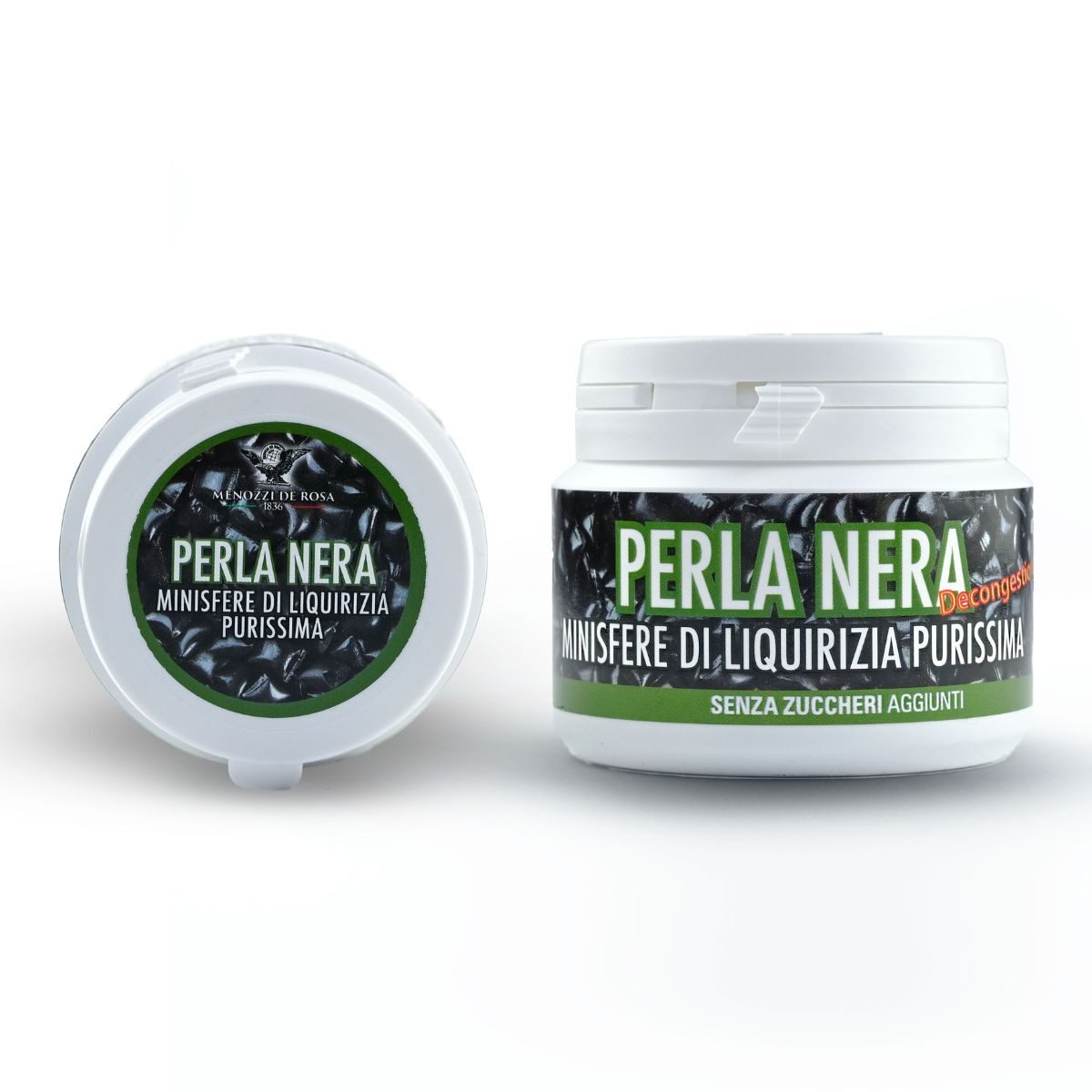 Menozzi Süßigkeit Perla Nera Schwarze Perlen aus Italienischen Lakritz 80g Dose, Menozzi, 80 g