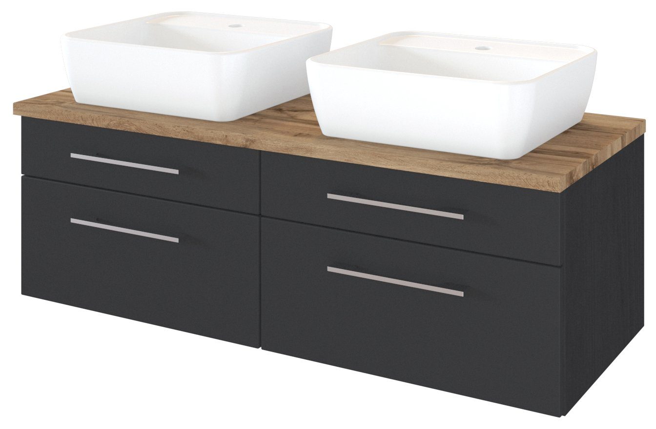 HELD MÖBEL Waschtisch-Set Waschtisch Davos 120 cm graphit/matt grau