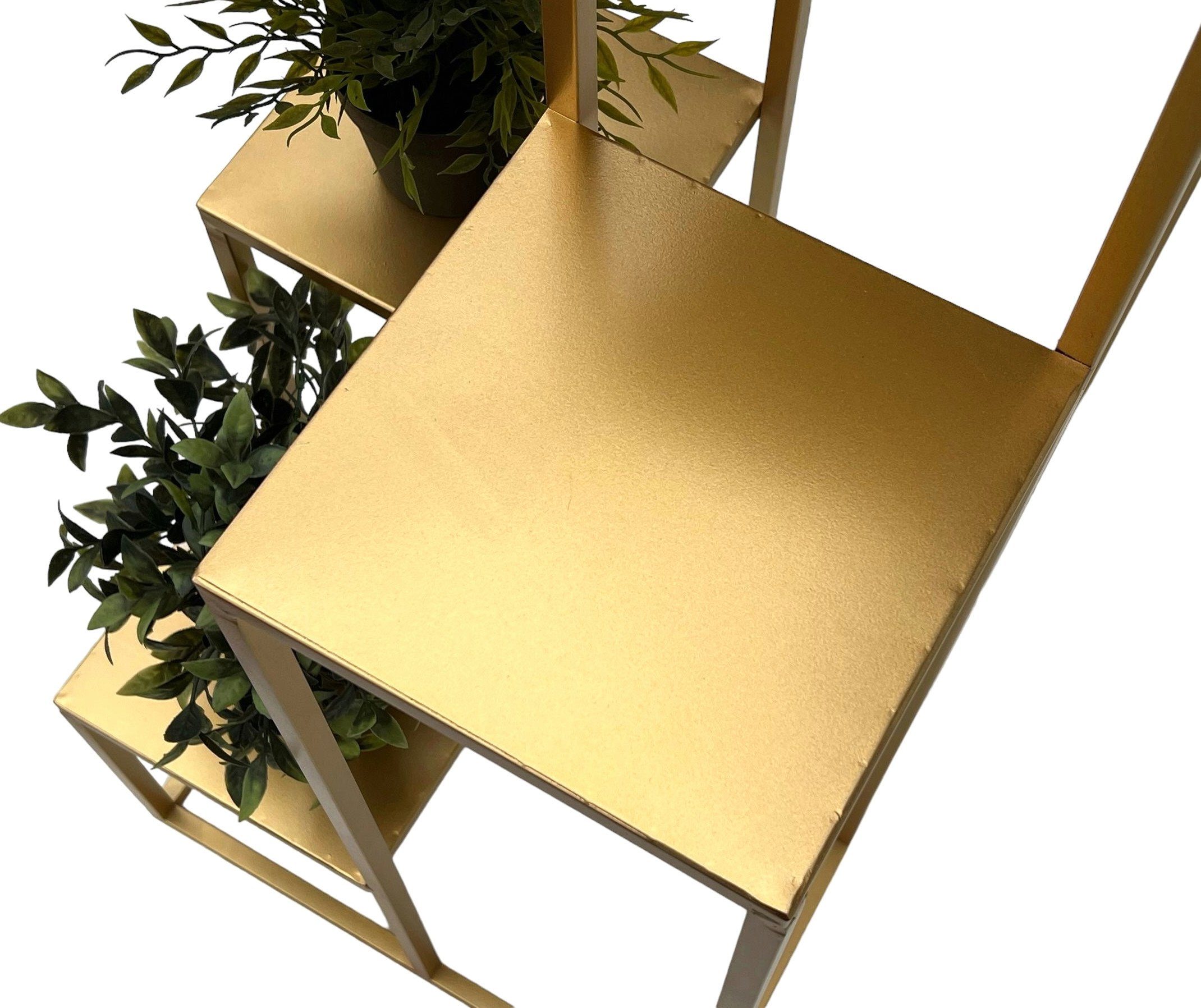 DanDiBo Blumenhocker Blumentreppe Metall Gold 82 cm Pflanzentreppe Blumenständer Modern