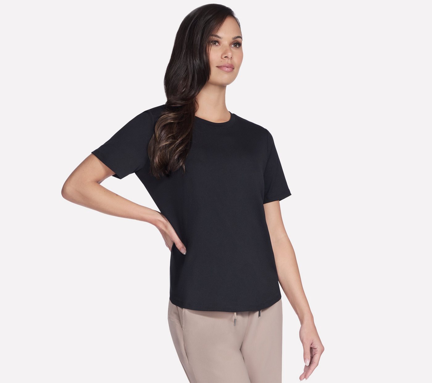 Skechers Funktionsshirt GOWALK LUXE RIB TEE strukturiertes Kurzarm-T-Shirt, mit Rundhalsausschnitt
