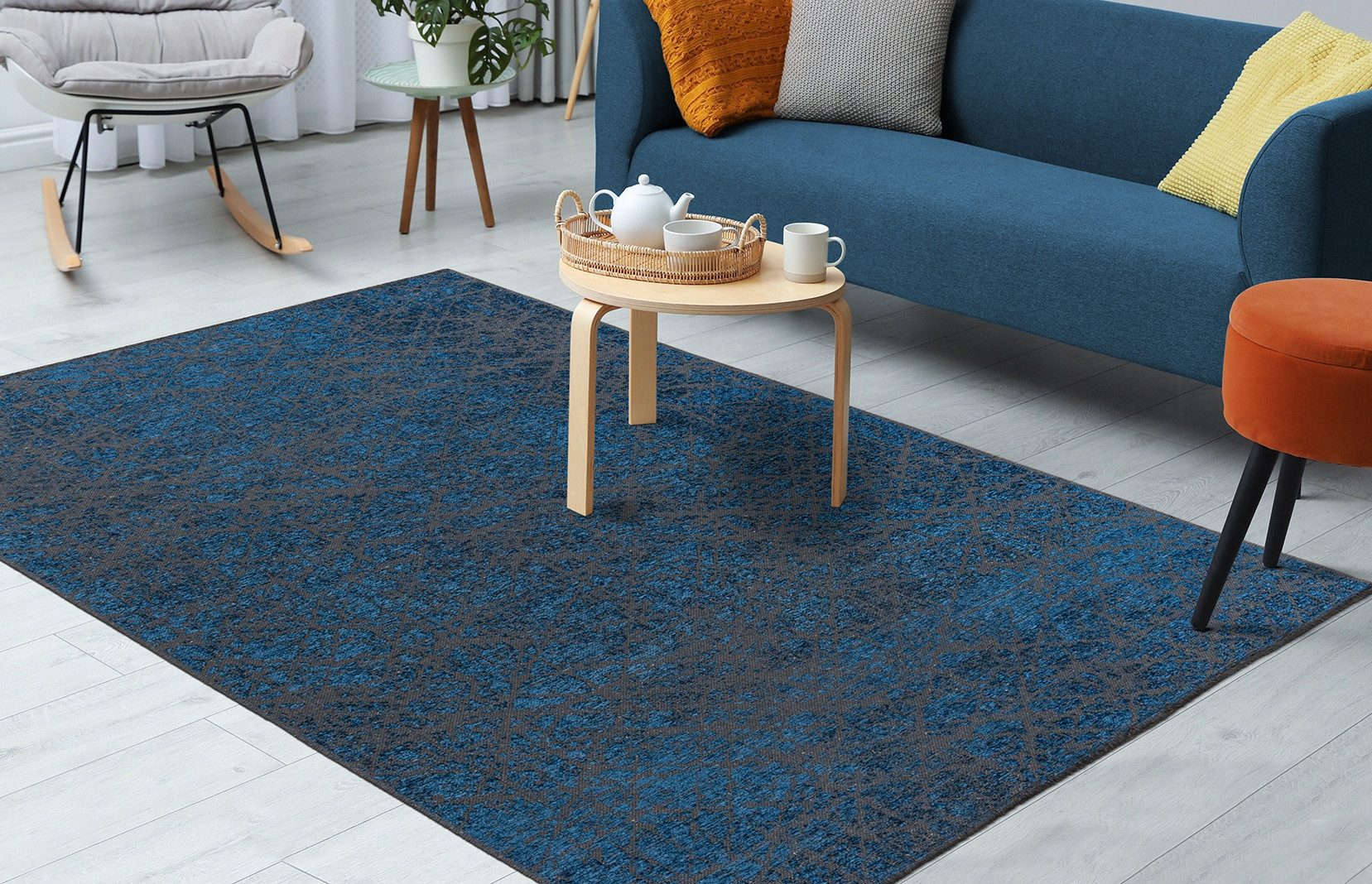 Kayoom Teppich Kalea 225, rechteckig, Höhe: 8 mm, Flachgewebeteppich mit Relief-Design, Used-Look, moderne Farben