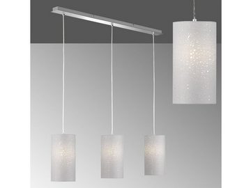 meineWunschleuchte LED Pendelleuchte, Dimmfunktion, LED wechselbar, Warmweiß, Designklassiker Zylinder Stoff-Schirm 3 flammig hängend 110cm lang