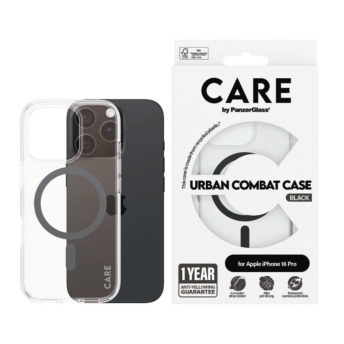 CARE by PanzerGlass Handyhülle Urban Combat Case mit MagSafe für Apple iPhone 16 Pro, Backcover, Schutzhülle, Handyschutzhülle, Case, Schutzcase, stoßfest