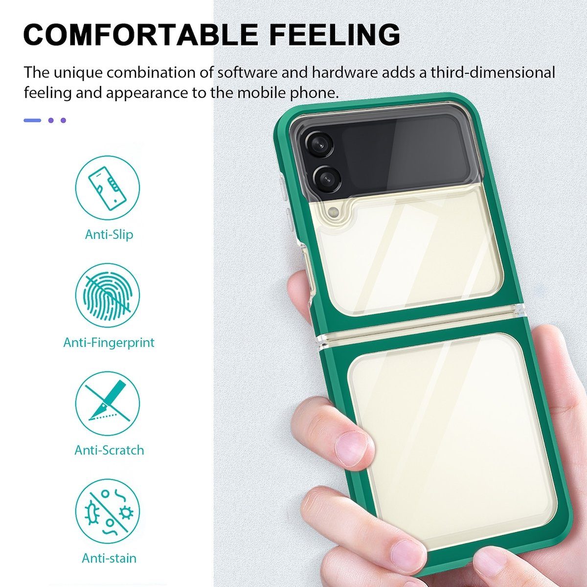 Wigento Handyhülle Für Samsung Galaxy Z Flip4 Acryl + PC + TPU Grün Cover Handy Tasche