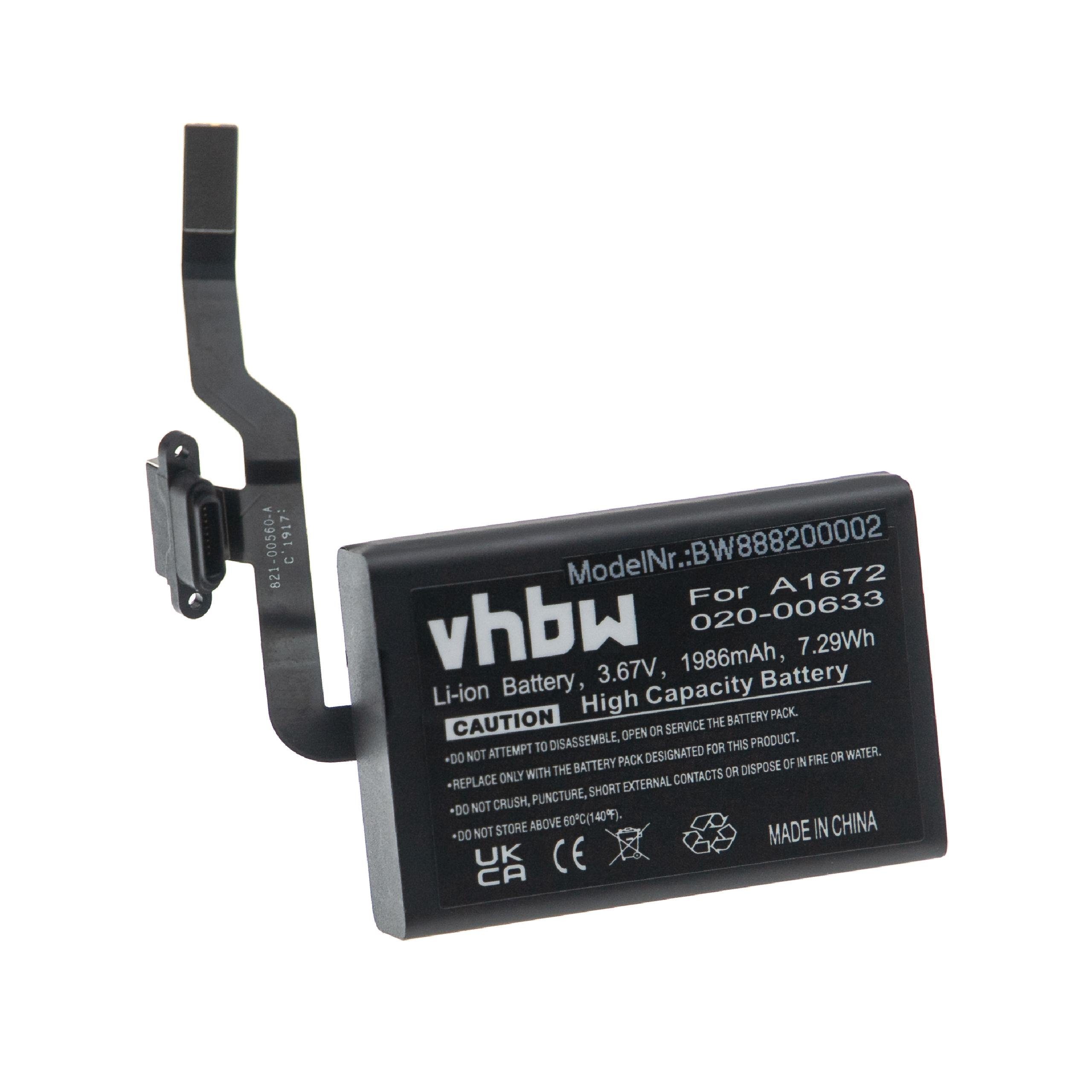 vhbw Akku passend für Apple Magic Mouse A1672, 2, A1657 schnurlose Maus Akku Akku Li-Ion 1986 mAh (3,67 V, 1 St), Leistungsfähiger Austausch-Akku für kabellose Maus (wireless mouse)