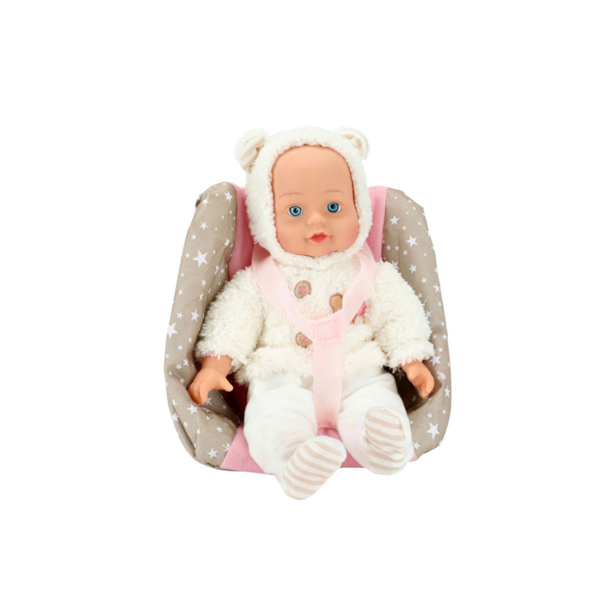 Toi-Toys Actionfigur Toi-Toys BEAU Babypuppe 33 cm – Kuschelpuppe im Kindersitz