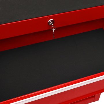 vidaXL Werkzeugbox Werkzeugwagen mit 10 Schubladen Stahl Rot (1 St)