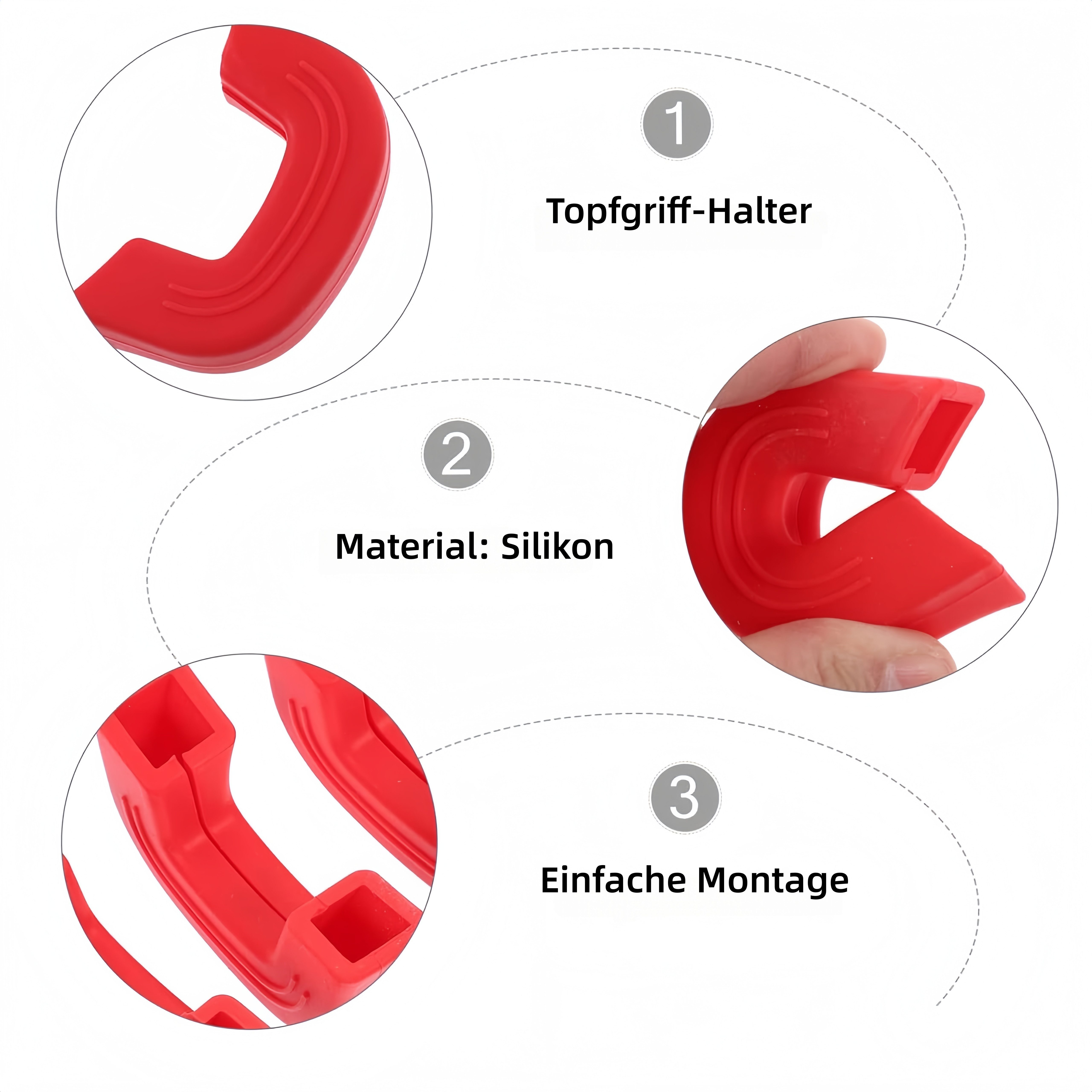 FOUORTUNATE-BEE Topflappen Topfgriff-Schutz aus Silikon, hitzebeständig, 6-teiliges Set, Praktischer Küchenhandschutz für Töpfe und Pfannen