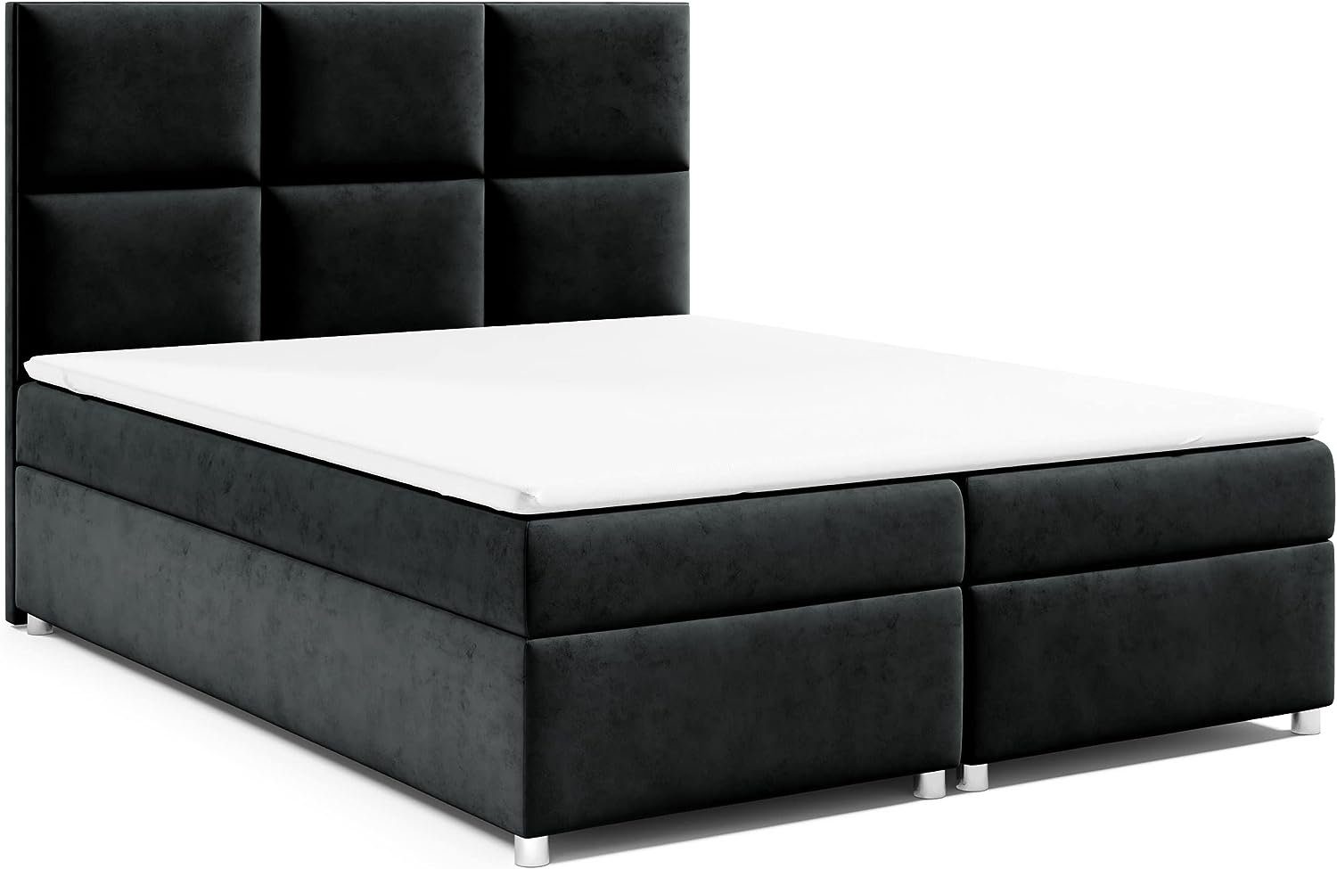 Best for Home Boxspringbett Trinity K13, mit Bettkasten und Topper Schwarz