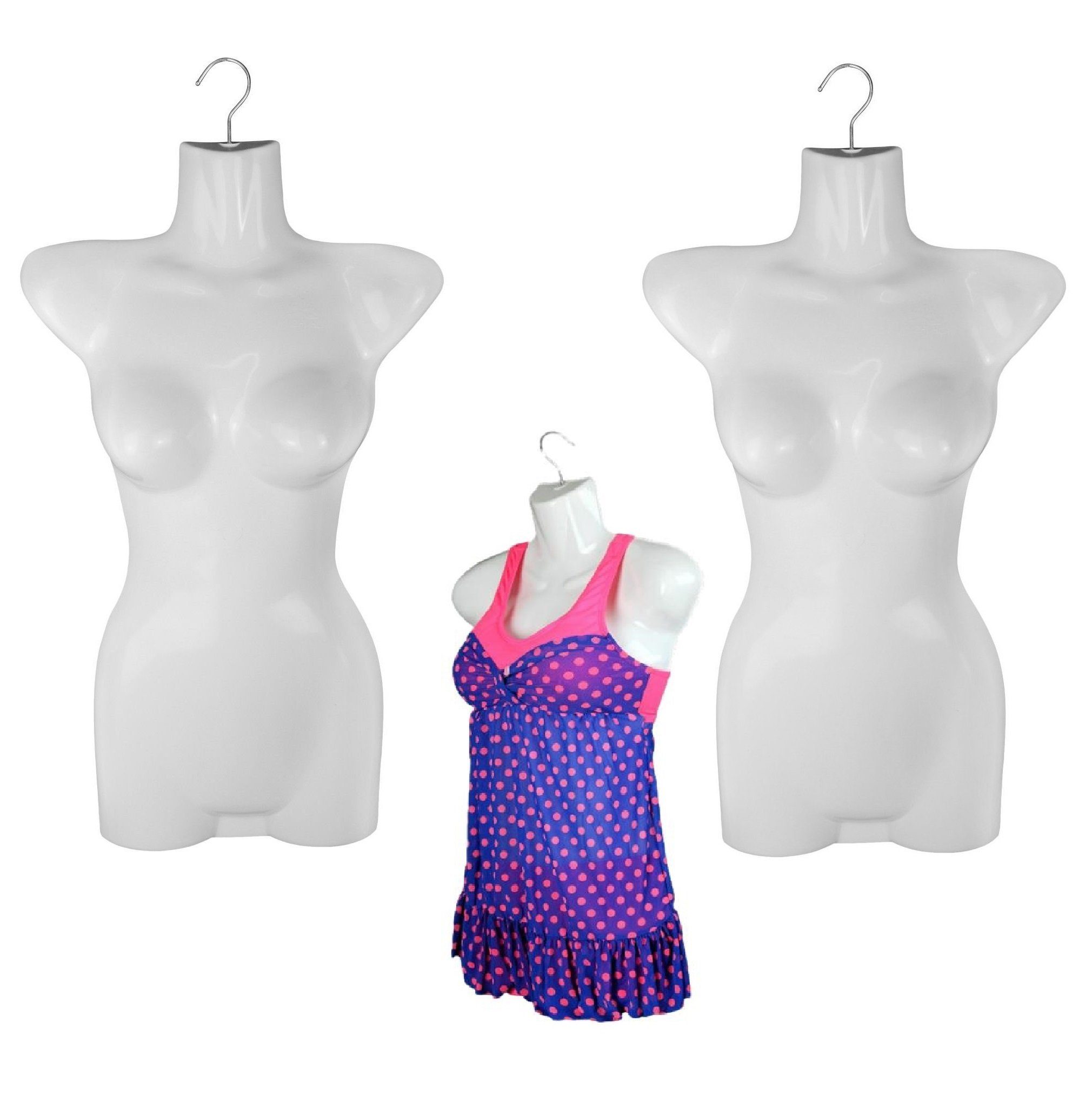 Schneiderbüste 3er Set Torso Weiblich - 70 cm Damentorso aus Kunststoff - Oberkörper