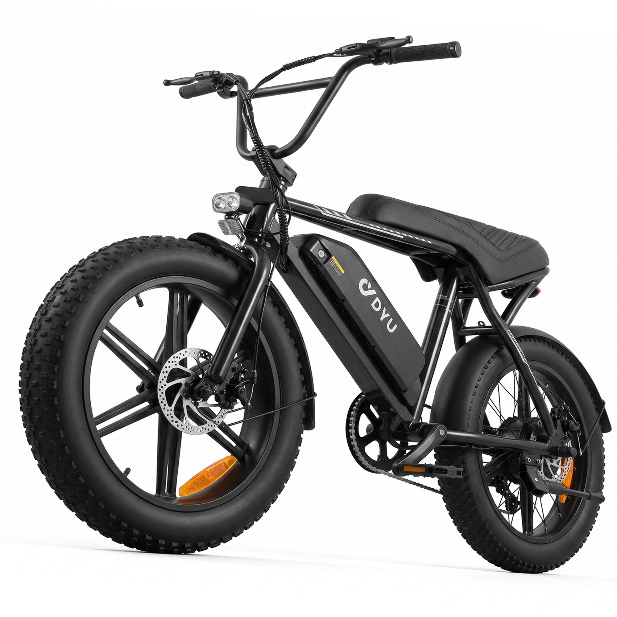 DYU E-Bike Fatbike UX Elektrofahrrad, 20 × 3,0 Zoll, 48 V 13 Ah, bis zu 100 km, für Stadt, Shimano, Kettenschaltung, Heckmotor, 624 Wh, (Set, Akku, Ladegerät und Montageset), Vollfederung, Scheibenbremsen, LED-Beleuchtung