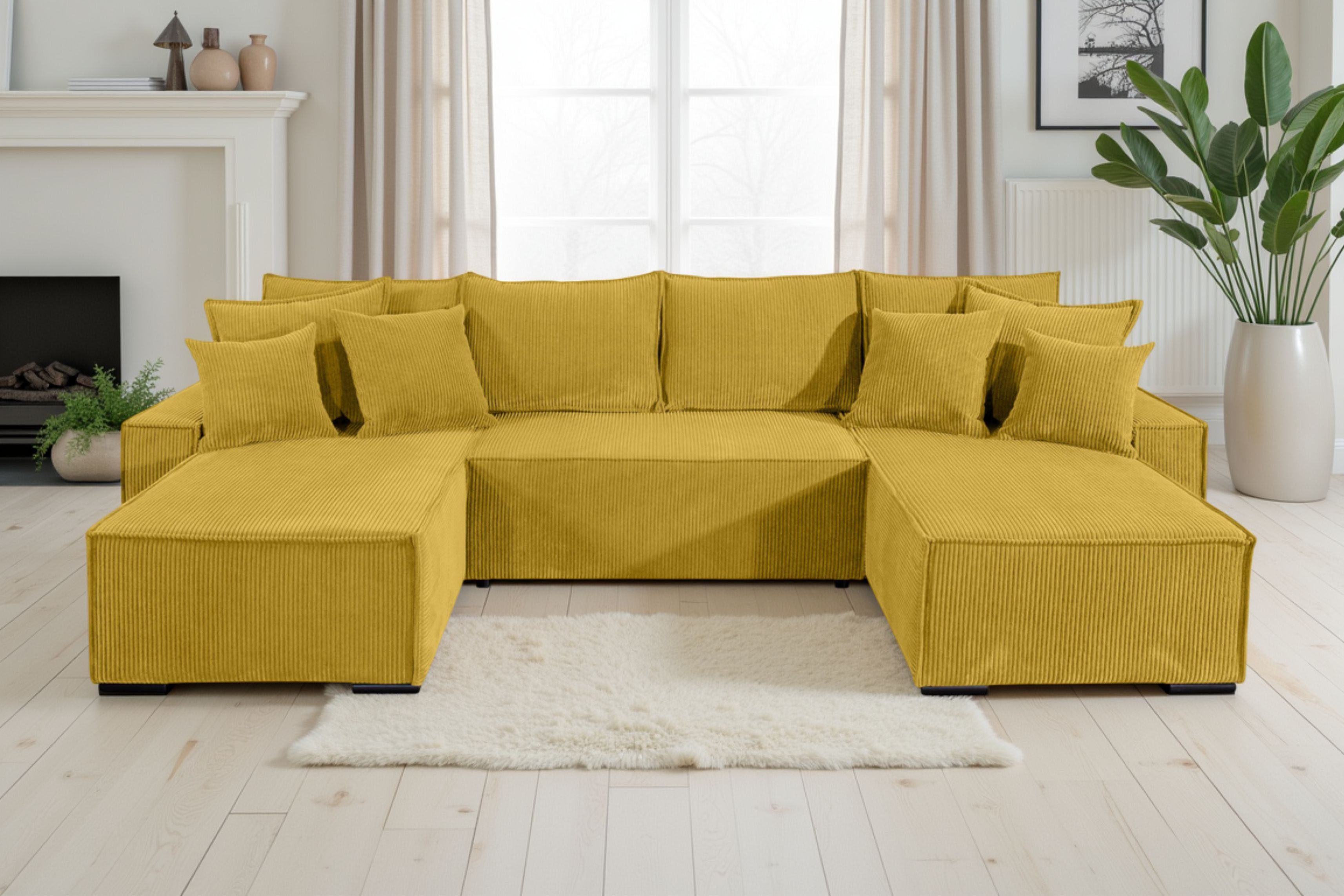 COLLECTION AB Wohnlandschaft Manhattan U-Form, B: 313 cm, in Breit- oder Normalcord, Bettfunktion, Bettkasten & Zierkissen, Federkern