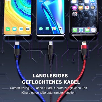 neue dawn USB Schnellladekabel für iPhone/Samsung/Motorola/Huawei/Google/XIAOMI Smartphone-Kabel, Micro-USB, USB C, Lightning, (120.000 cm), iPhone14 pro max Samsung Z Flip4 S21 A51 M31