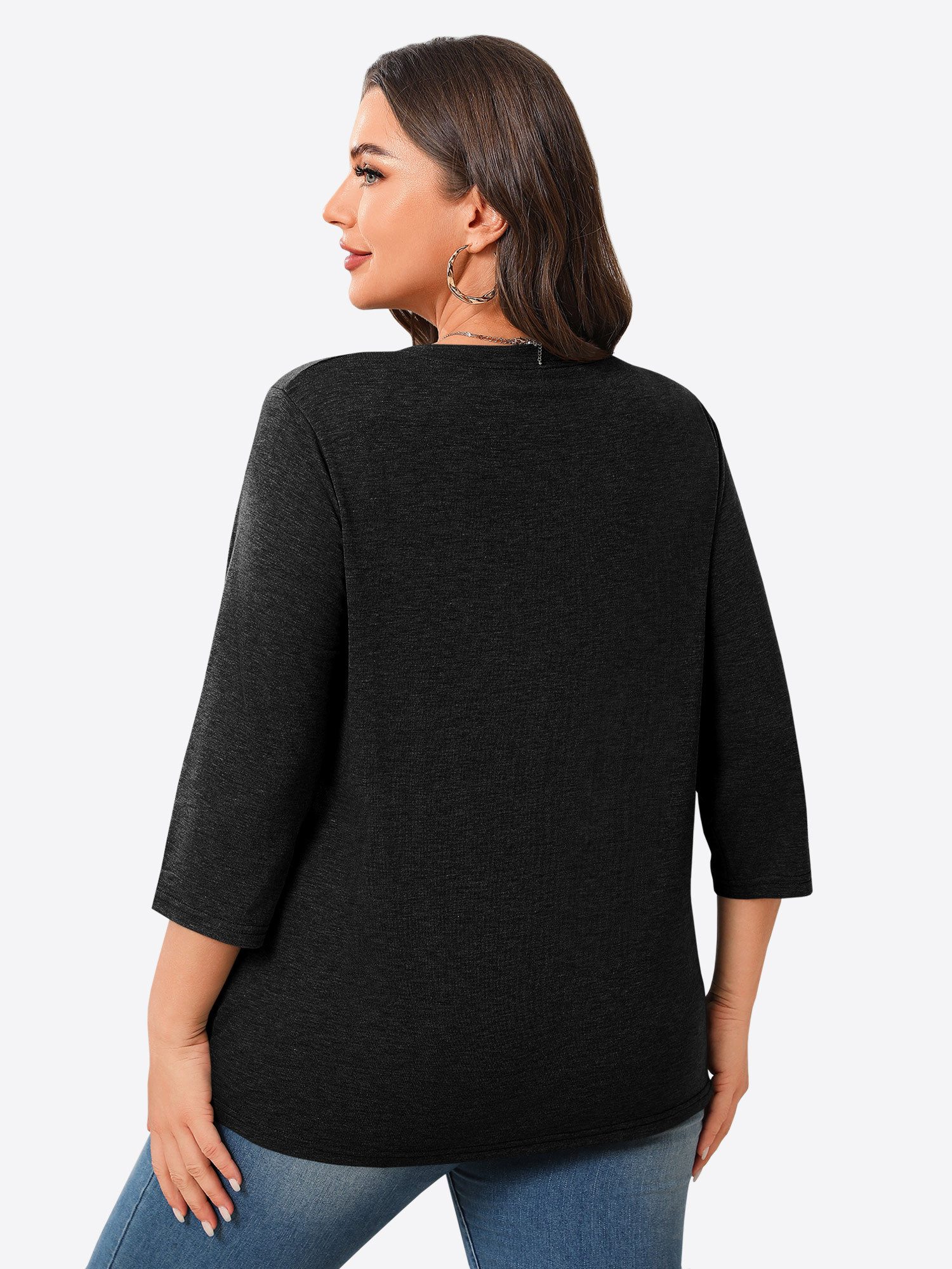 Imily Bela Oversize-Shirt Damen 3/4-Ärmel Runhals Loose Fit Basic Casual Tu günstig online kaufen