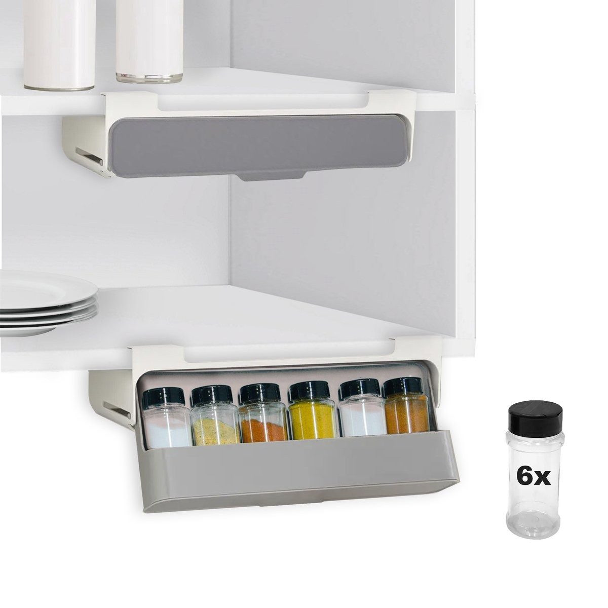 COFI 1453 Gewürzregal zum Unterbauen für Küchenschränke Gewürzhalter mit 6 Behältern