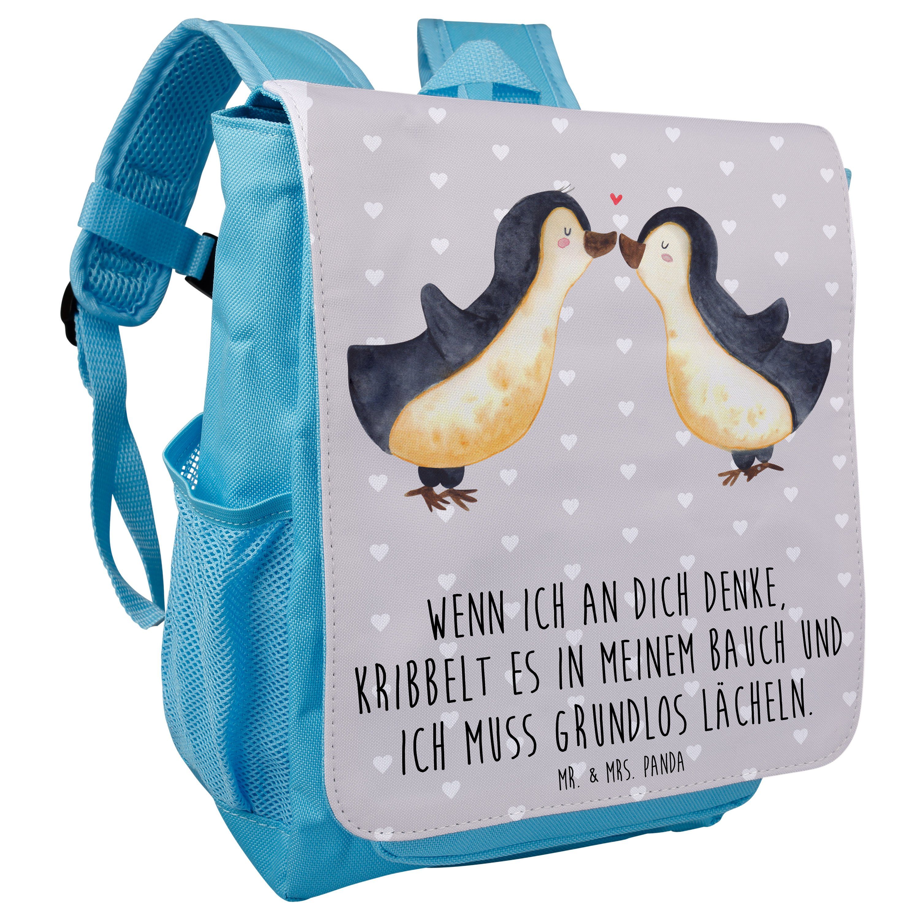 Mr. & Mrs. Panda Kinderrucksack Pastell Kuss - Kin Grau Pinguine Valentinstag, Jahrestag, - Geschenk