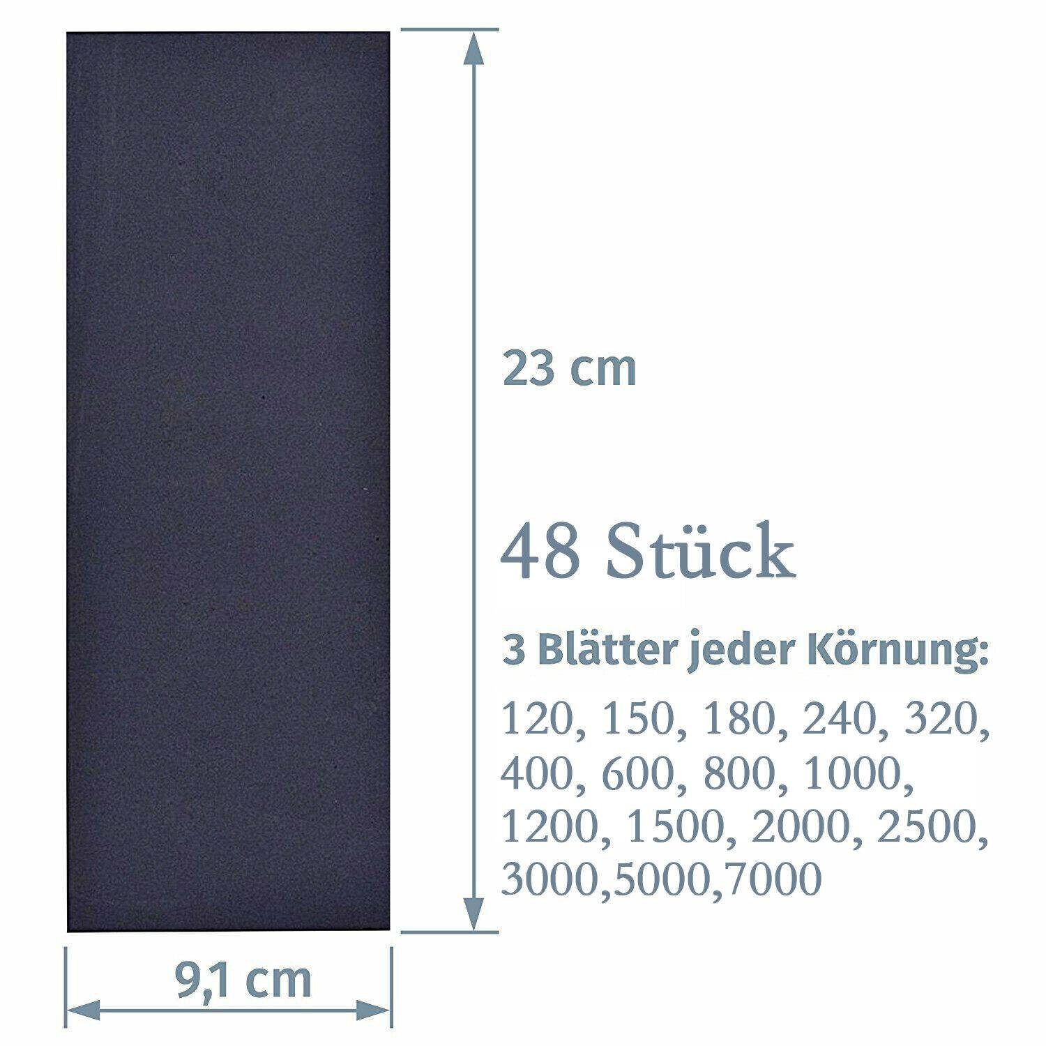 Thumbnail - MC Star Schleifpapier 48 Stück Profi Schleifpapier Set 120-7000 Körnung, (für Nass und Trocken Holzmöbel, 48 St)