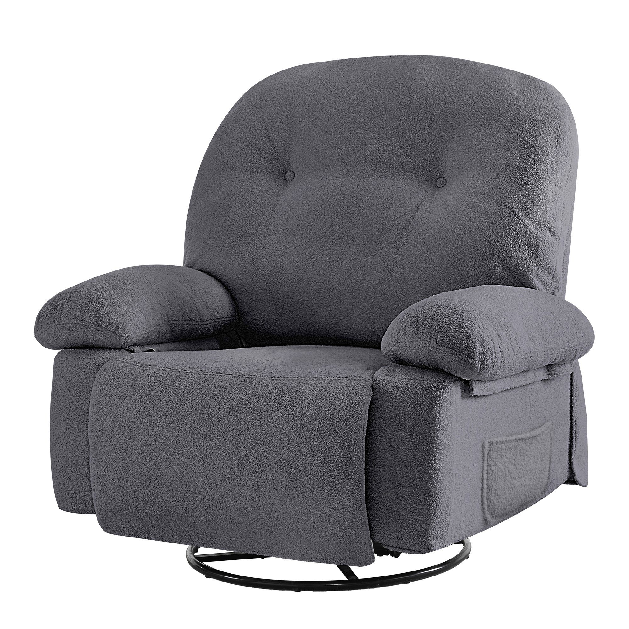 Merax TV-Sessel mit mit Fernsehsessel 360° mit Massagessel Relaxsessel elektrisch Wärmefunktion, Grau Vibration und Timer, Fernbedienung, Drehfunktion und
