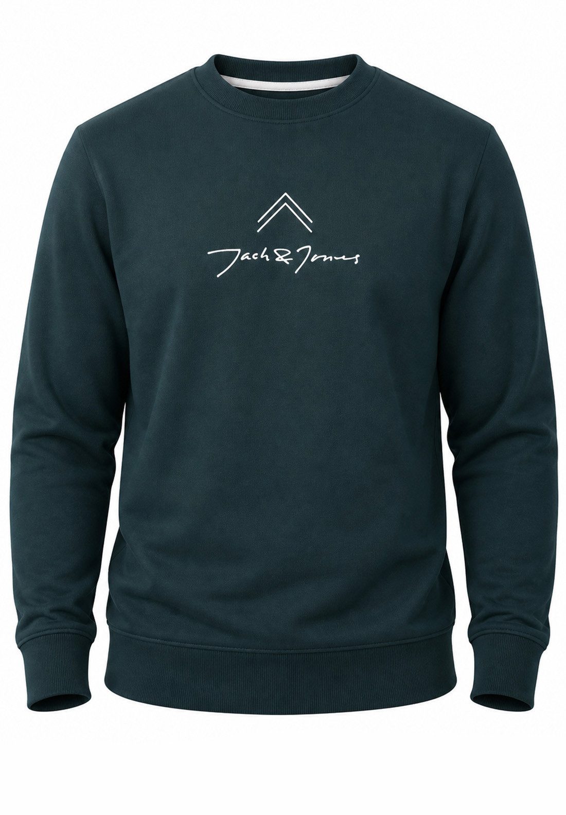 Jack & Jones Sweatshirt Pullover - Rundhalspullover mit Crew-Neck im Regular Fit für Herren Männer Sweatpullover mit Print aus Baumwollmischung