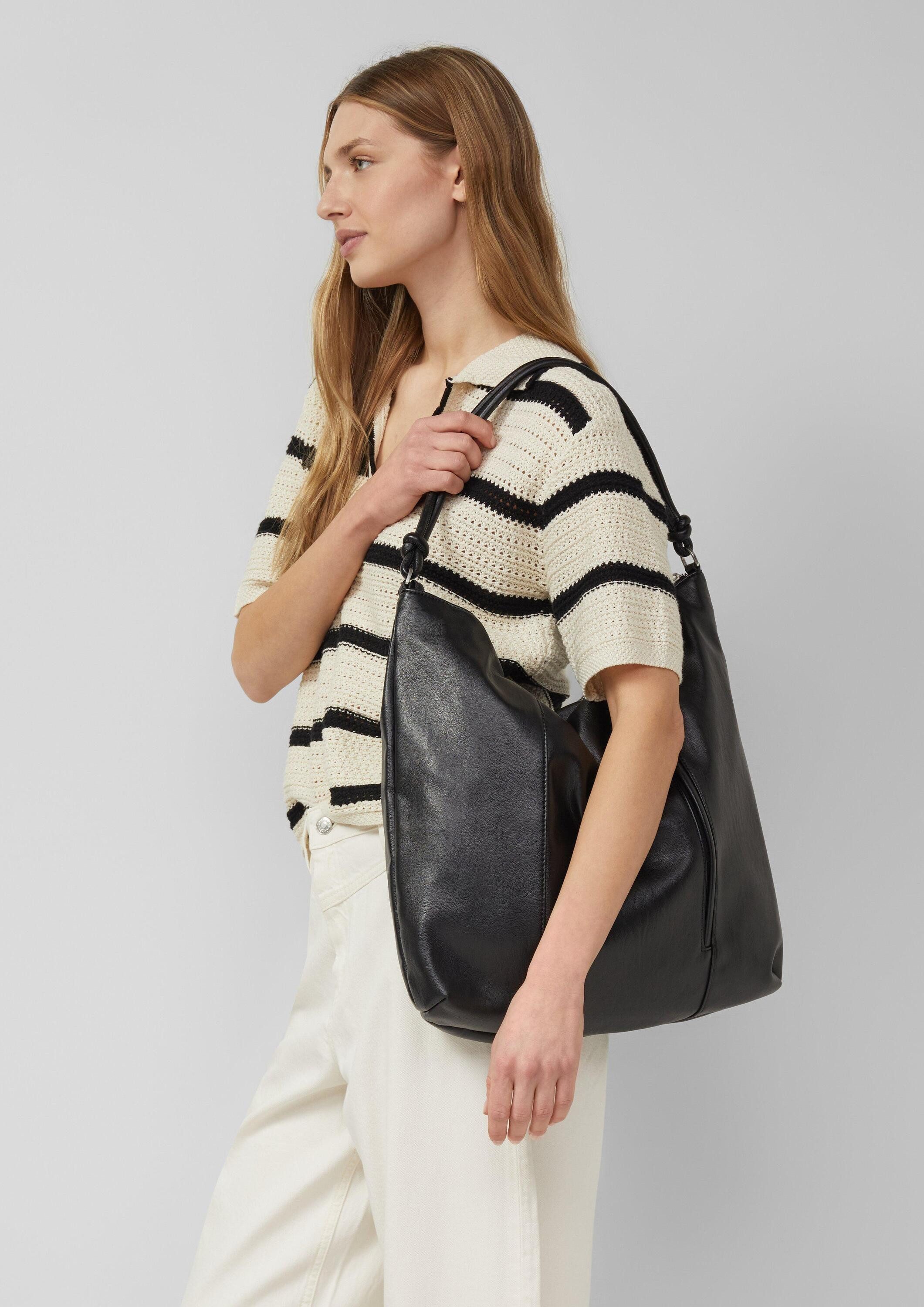 s.Oliver Schultertasche Tasche, Hobo-Bag in Leder-Optik mit Logo-Prägung und Reißverschluss