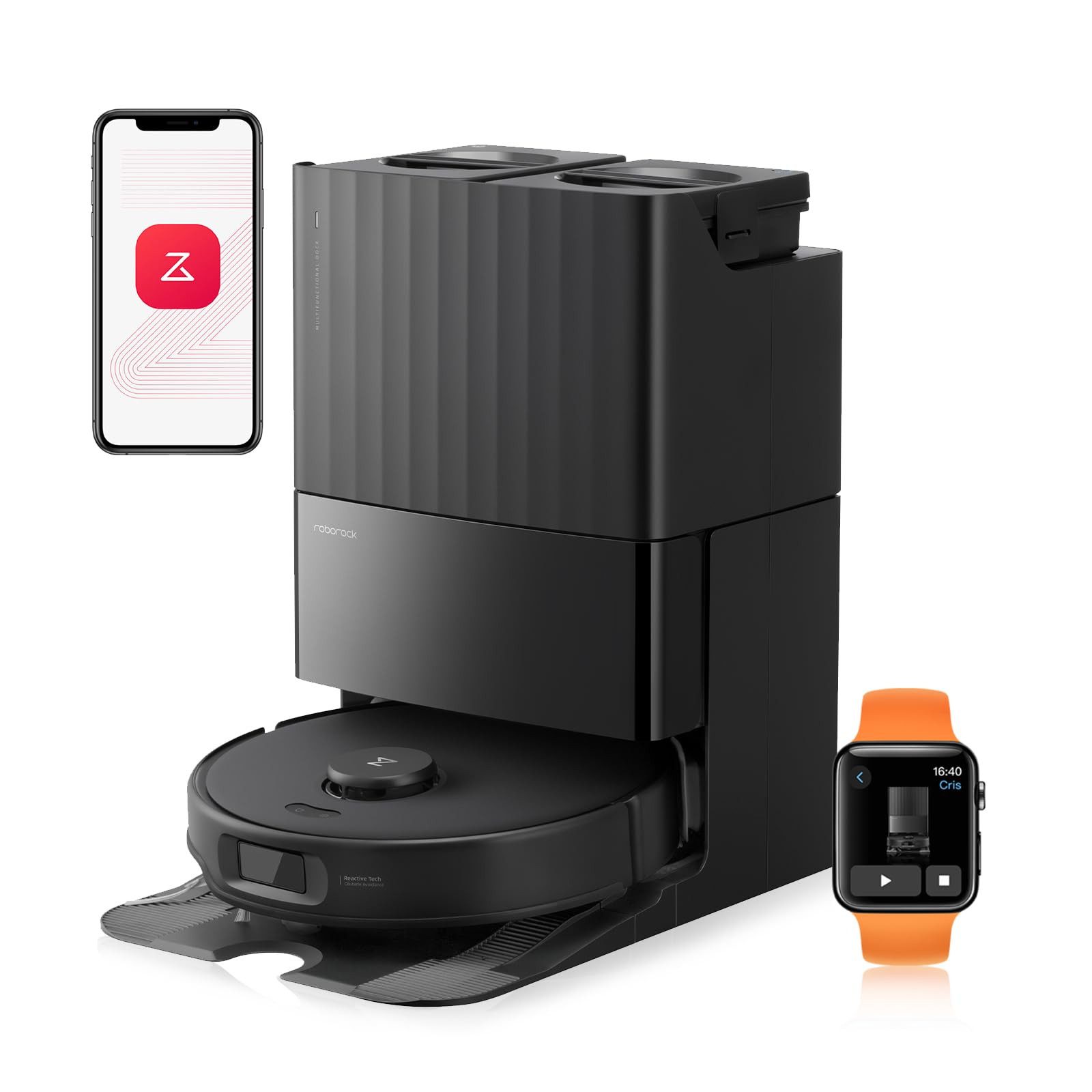 Roborock Saugroboter Qrevo Edge S5A, 18500Pa (Upgrade von S8 Pro Ultra), 66 W, mit Wischfunktion,Dual Anti-Tangle-System, 18500Pa, Dual Anti-Tangle-System, 75℃ Heißwasser-Moppwäsche