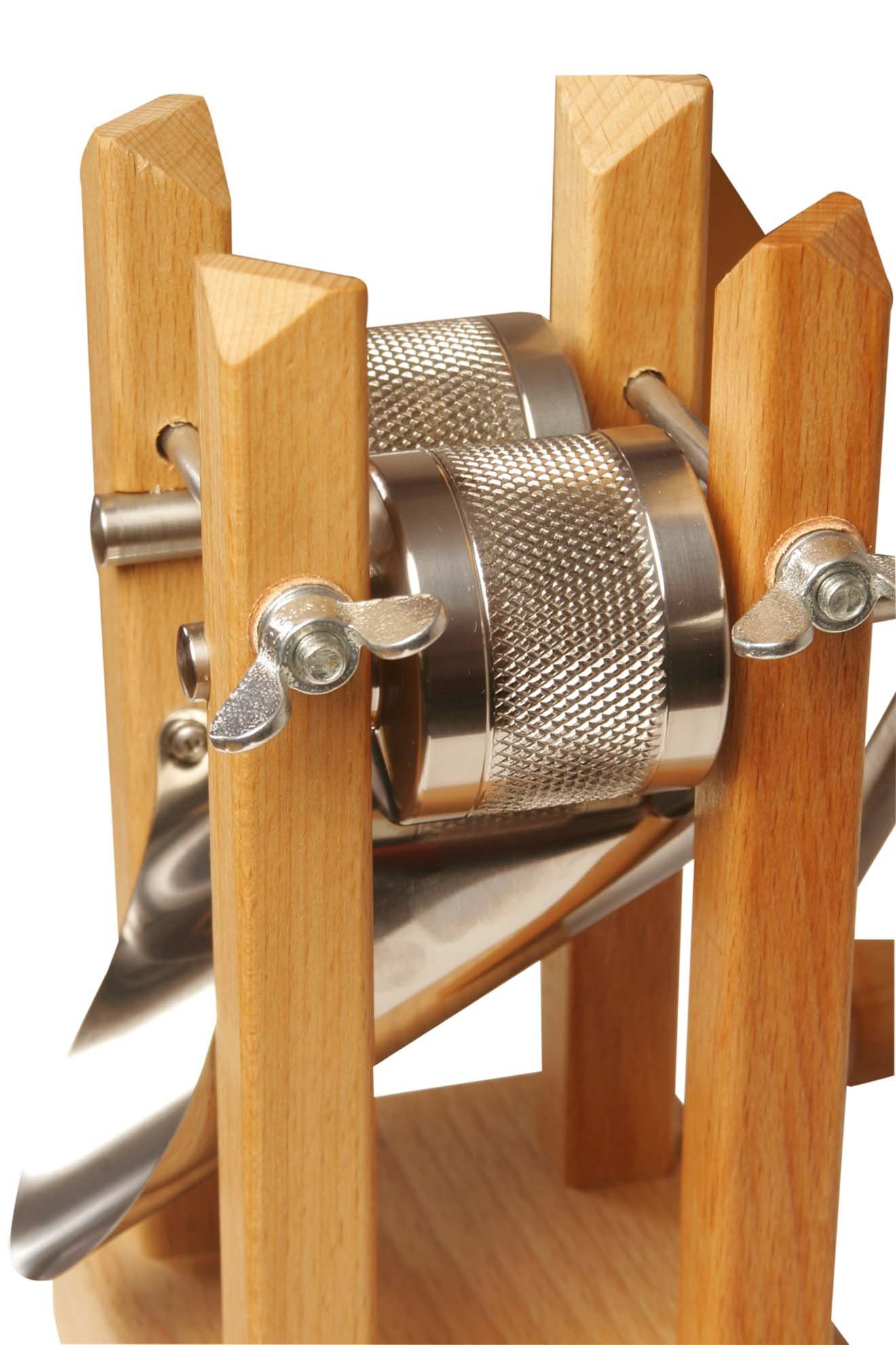 Eschenfelder Getreidemühle Kornquetsche Flockenquetsche Tischmodell Holztrichter abnehmbar Manuell, (3 Stück), Kurbel 20cm mit Tisch-Schraubzwinge und Reinigungsbürste gratis dazu