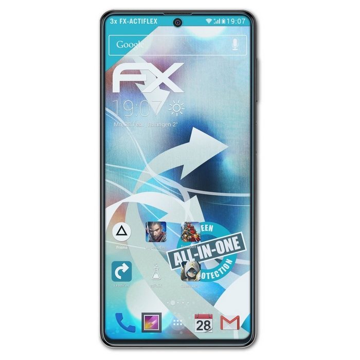 atFoliX Schutzfolie Displayschutzfolie für Samsung Galaxy F62 (3 Folien) Ultraklar und flexibel