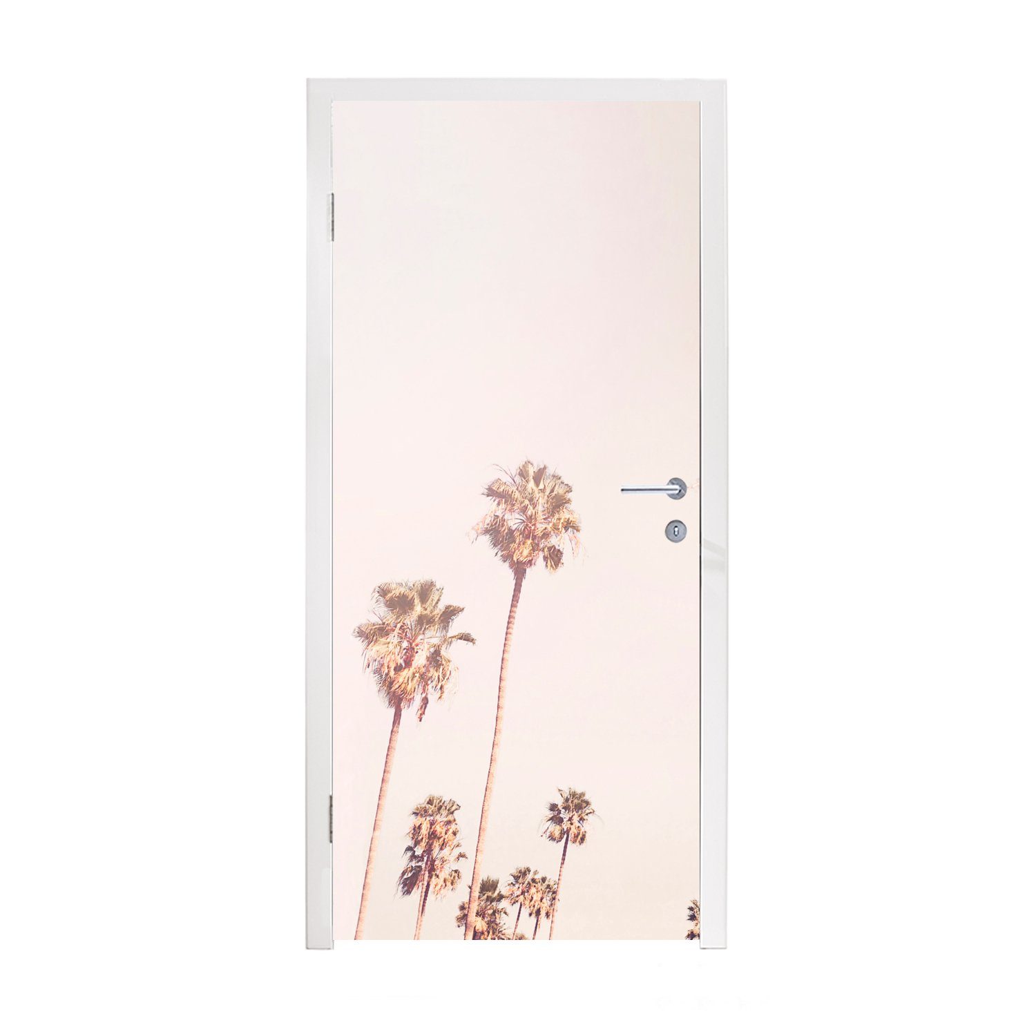 MuchoWow Türtapete Palmen - Sonne - Natur - Himmel, Matt, bedruckt, (1 St), Fototapete für Tür, Türaufkleber, 75x205 cm