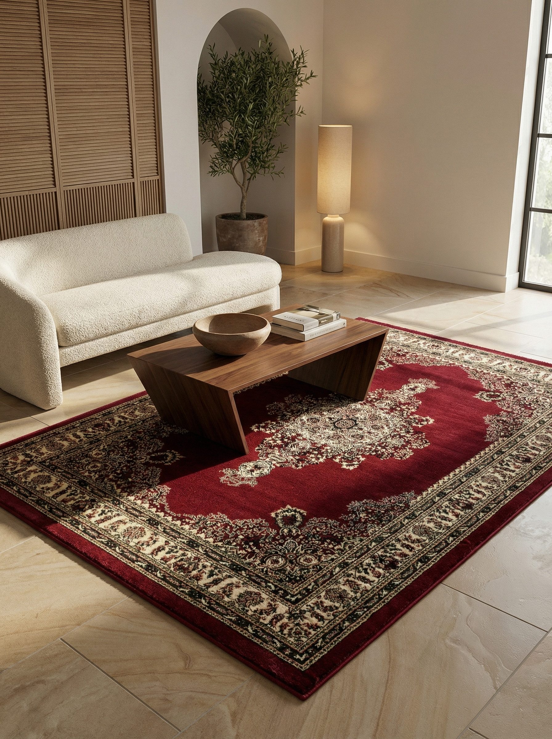 KADIMA DESIGN Teppich TANNHEIM Wohnzimmer Schlafzimmer Orientalisch Orient Waschbar, Rechteckig, Höhe: 14 mm, Rot, 120x170 cm, Wohnzimmerteppich Esszimmer Strapazierfähig Waschbar