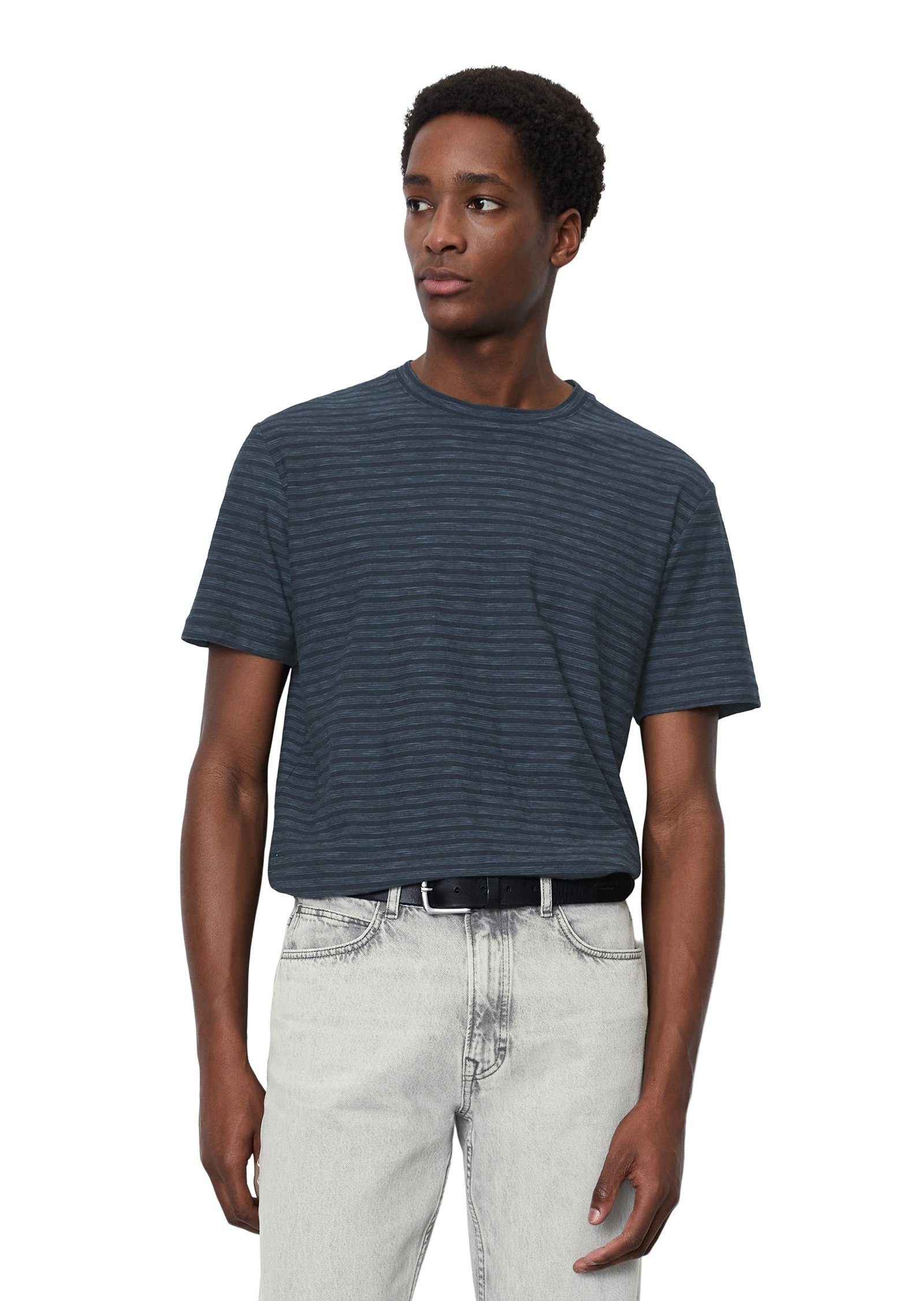 Slub-Jersey T-Shirt in softem dunkelblau Marc O'Polo