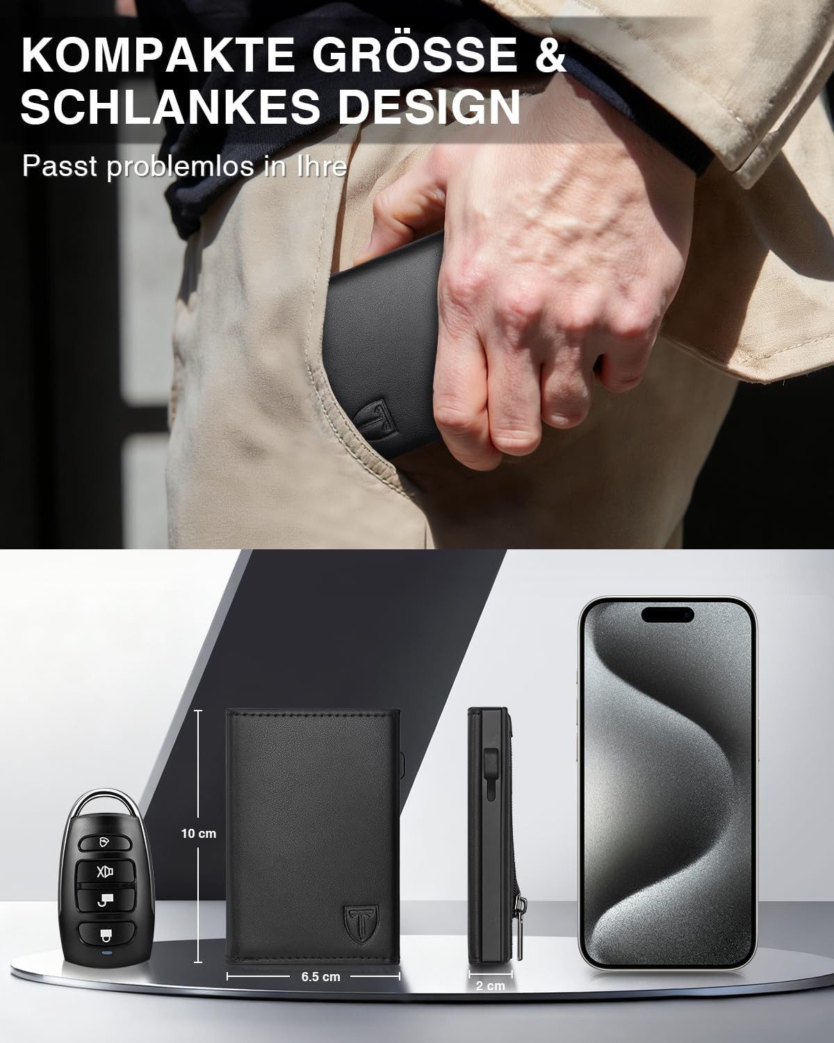 TEEHON Geldbörse Geldbeutel Herren - Portmonee Herren mit Münzfach (Smart Wallet RFID Schutz, Geldbeutel für 9 Kartenetui, Kreditkartenetui), Geldbörse Geldsche – Bild 4 von 5