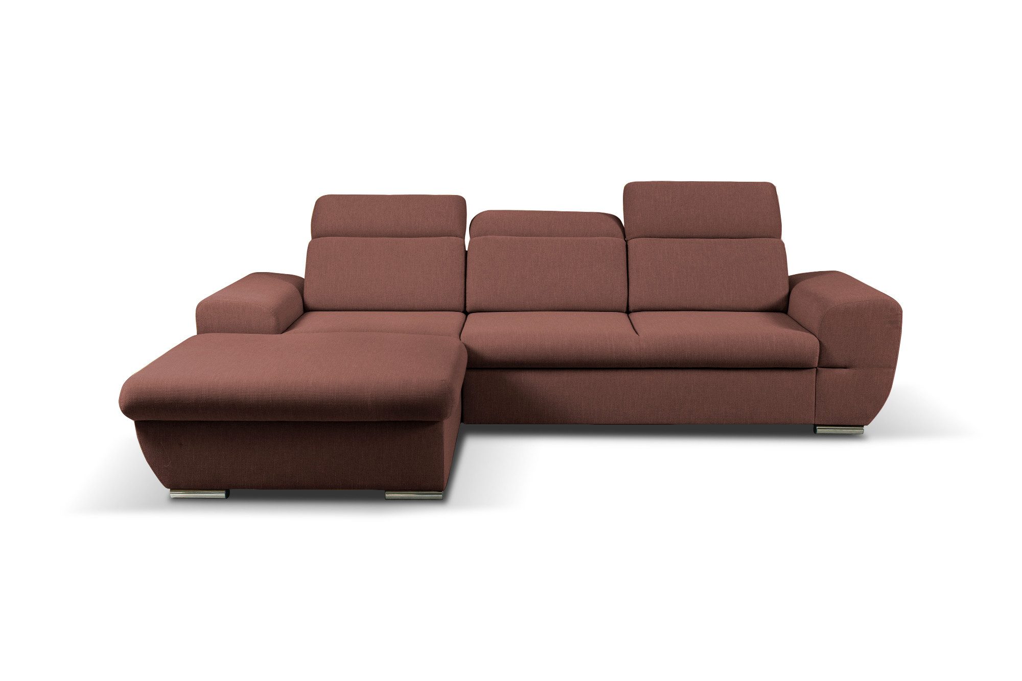 MOEBLO Ecksofa FRESNO, Verstellbare Kopfstützen, Eckcouch Wohnlandschaft Sofa mit Ottomane Eckgarnitur Polsterecke - (BxHxT):281x87x183 cm, Multifunktional: Schlafsofa mit Stauraum