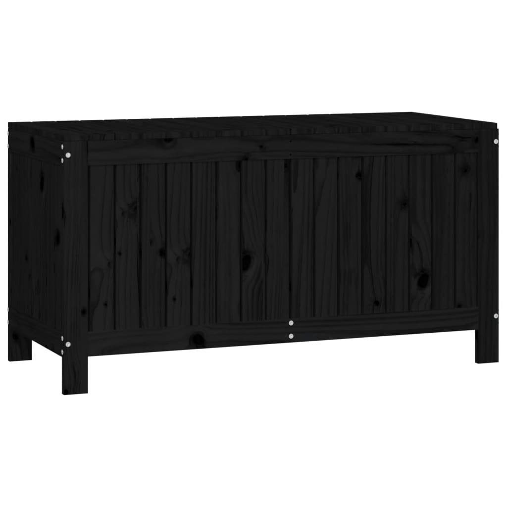 Gartenbox Massivholz furnicato Schwarz Kiefer Gartentruhe 115x49x60 cm