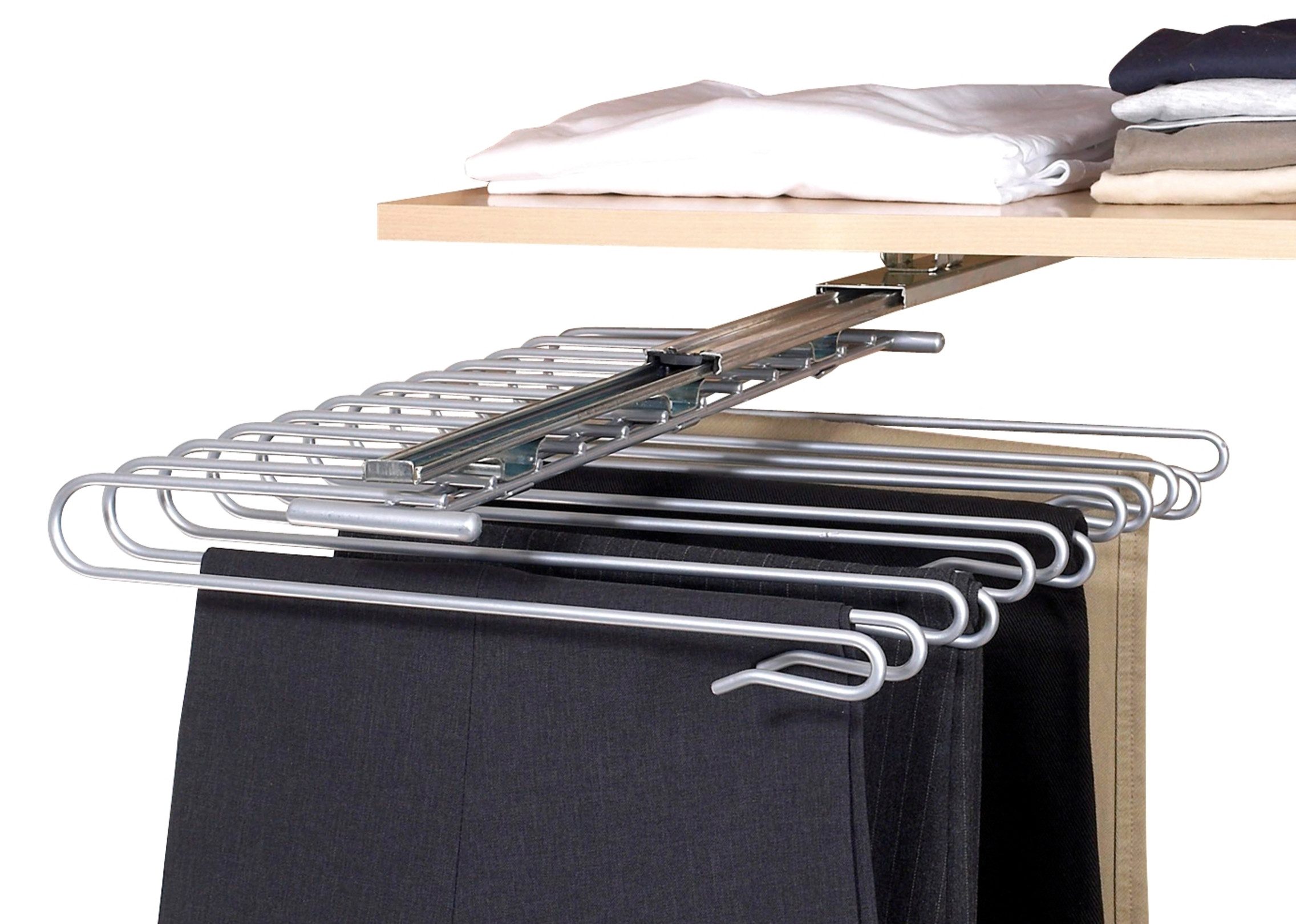 WENKO Hosenauszug Modell Universal, Schrankauszug für 12 Hosen, Hosenhalter für den Kleiderschrank