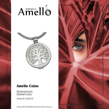 Amello Edelstahlketten-Set Amello Coin Set Lebensbaum Damenhalskette (Coin Sets, 3-tlg), Coin Sets (Lebendsbaum) ca. 80cm, Edelstahl (Stainless Steel), Farbe: