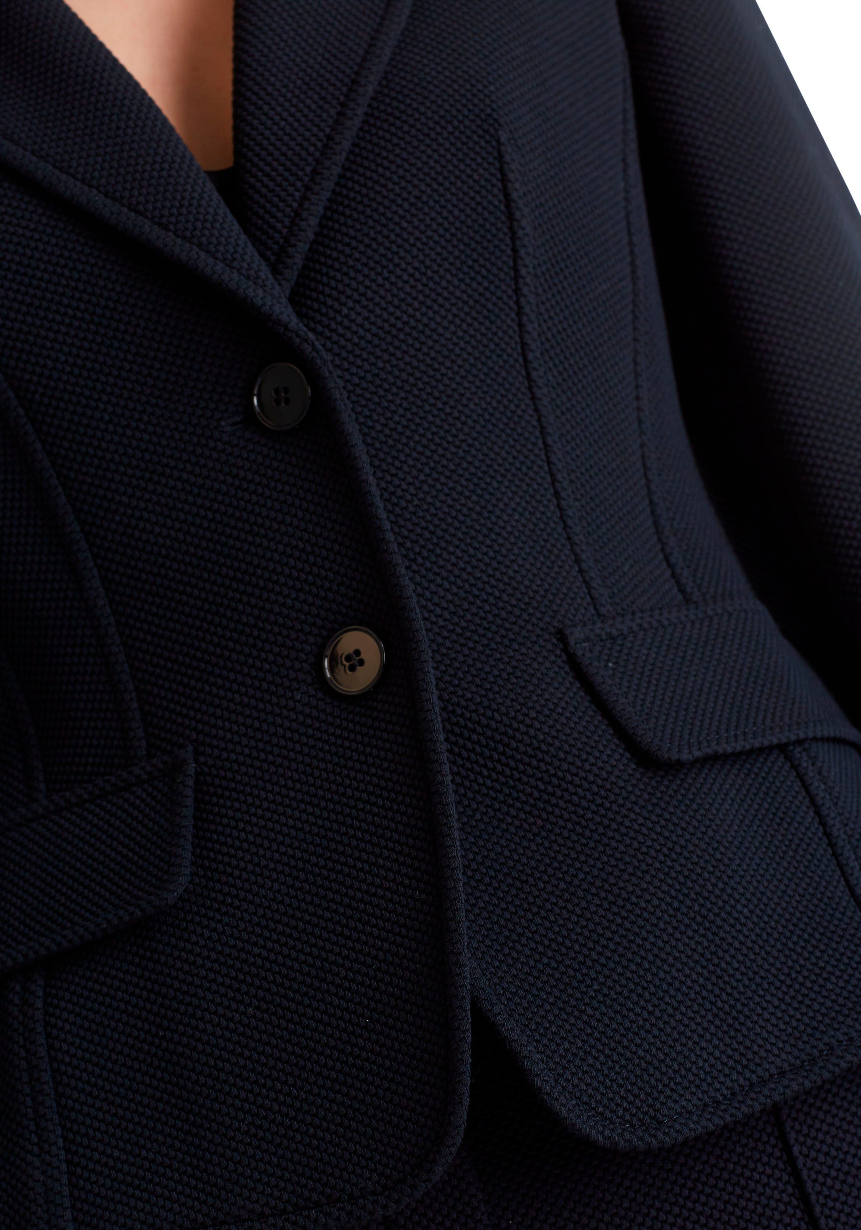 Premium Booster" Damenmode Marc midnight Graphic Tailoring-Fit "Collection Kurzblazer Blazer im Cain blue